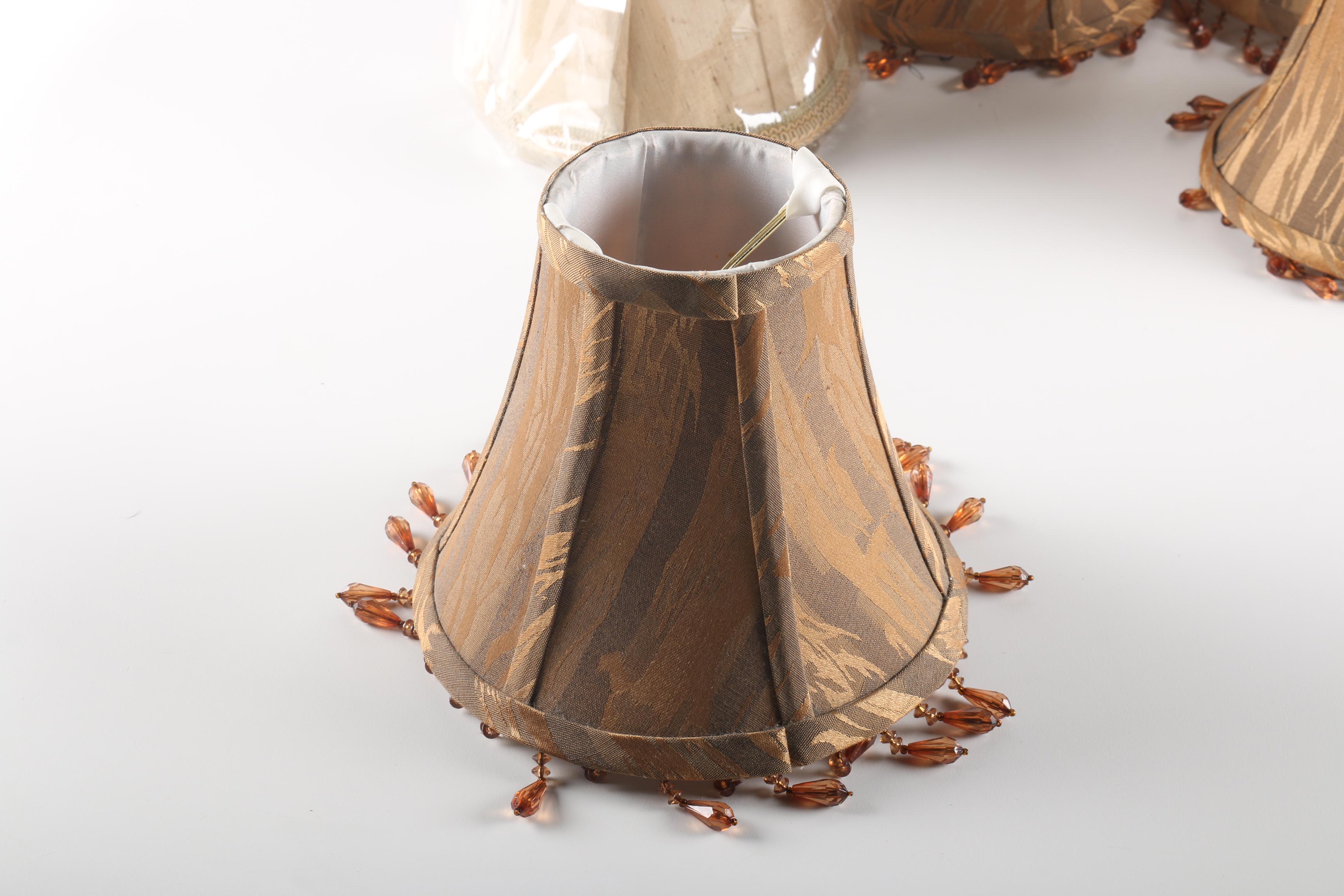 Collection of Six Conical Fabric Lamp Shades