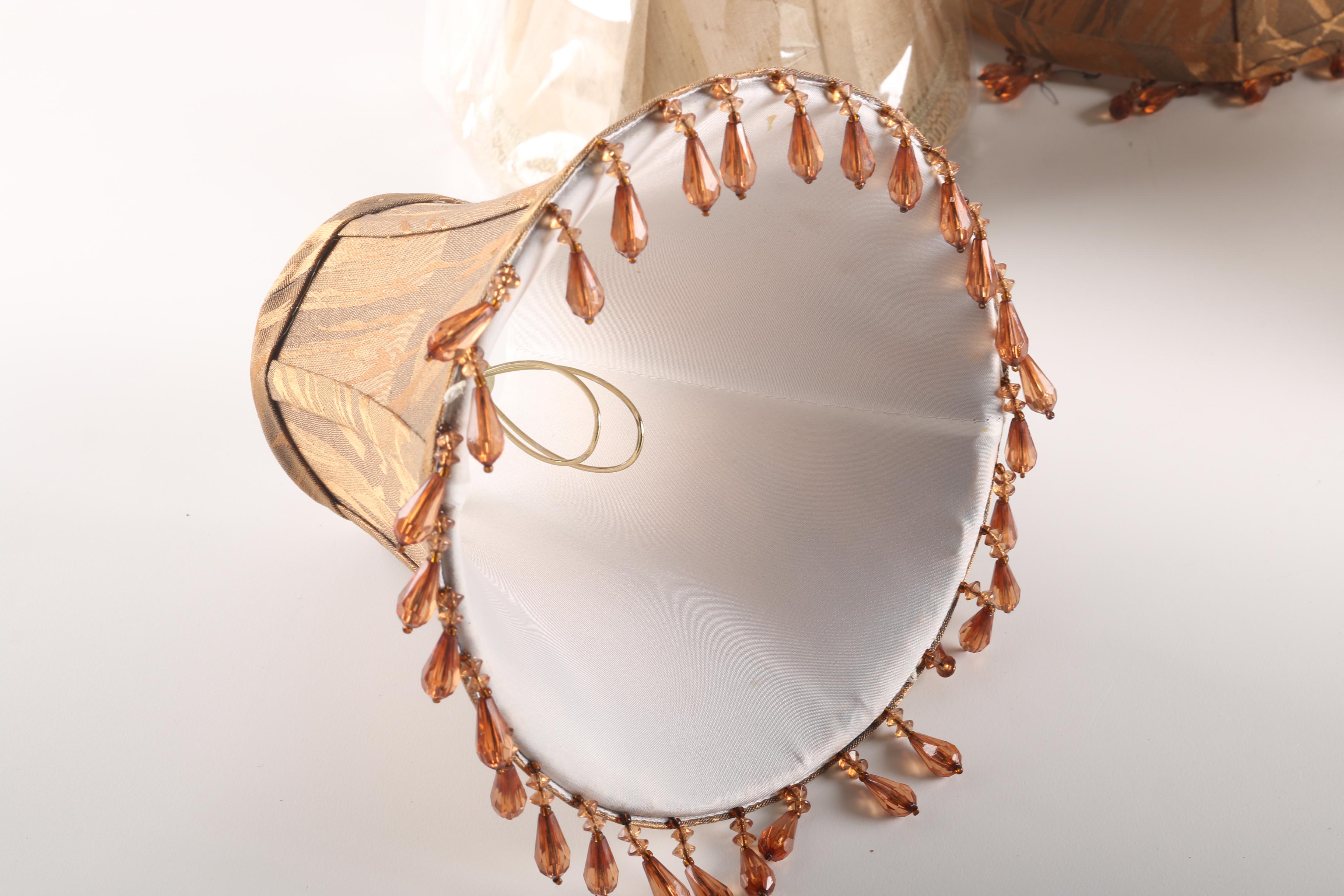 Collection of Six Conical Fabric Lamp Shades