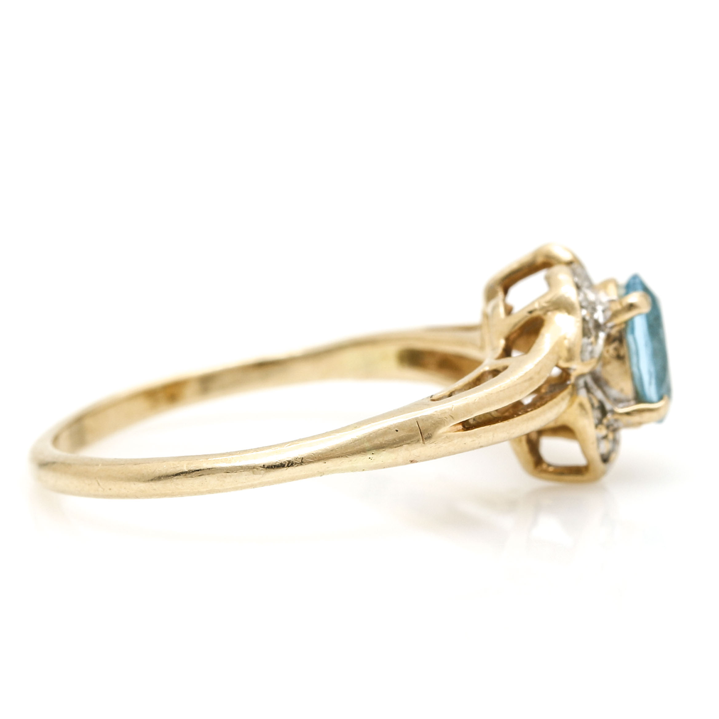 14K Yellow Gold Topaz and Diamond Ring
