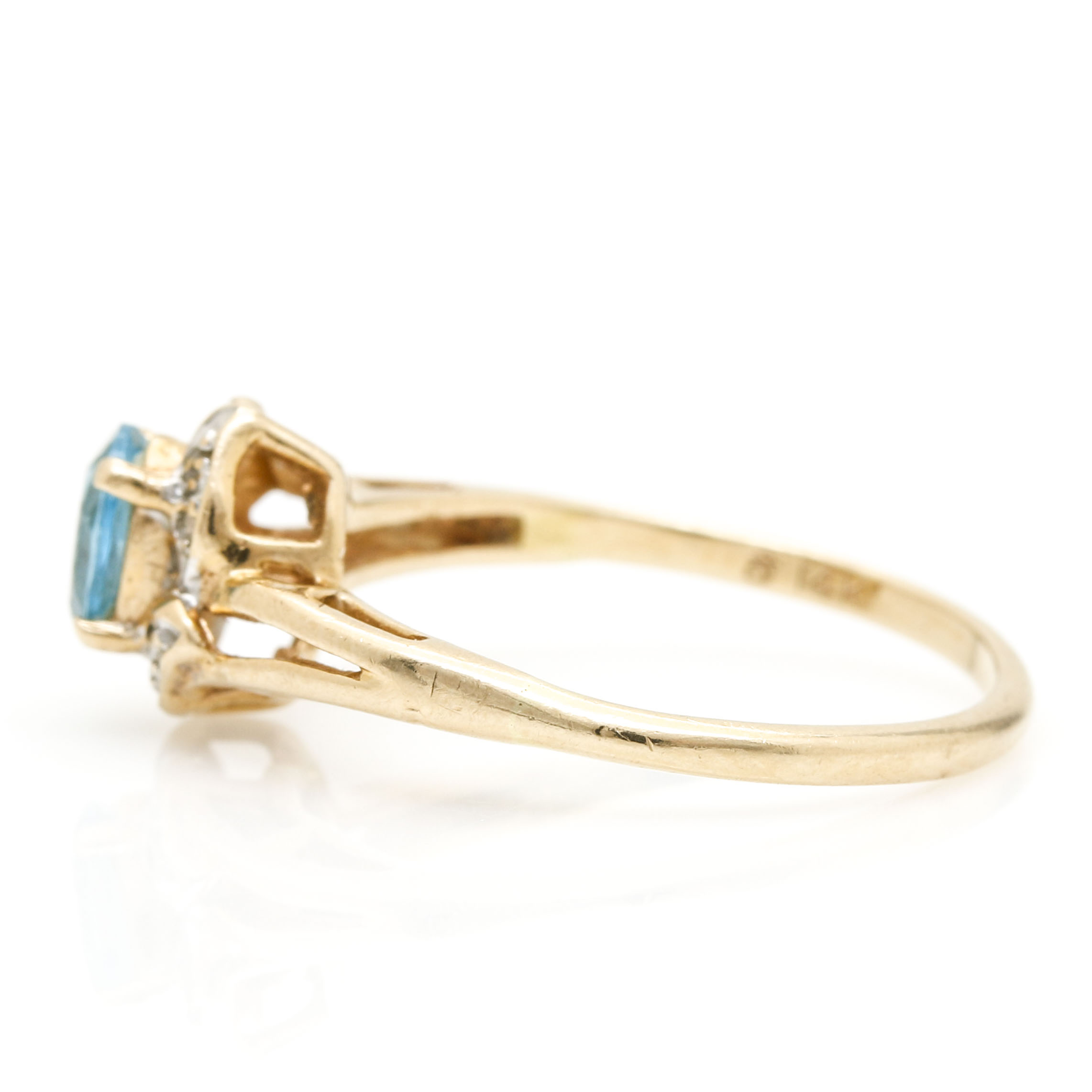 14K Yellow Gold Topaz and Diamond Ring