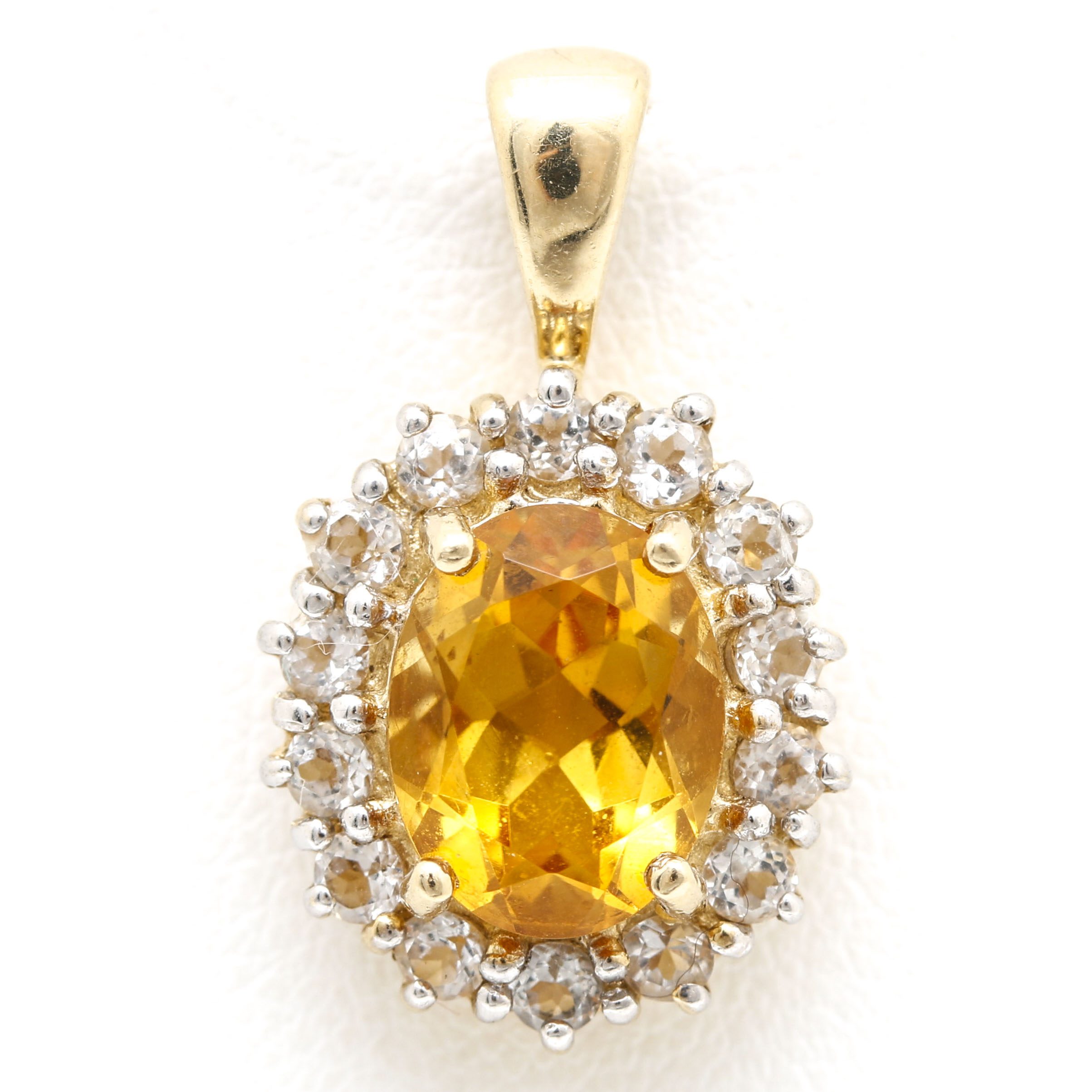 14K Yellow Gold Citrine and Topaz Pendant