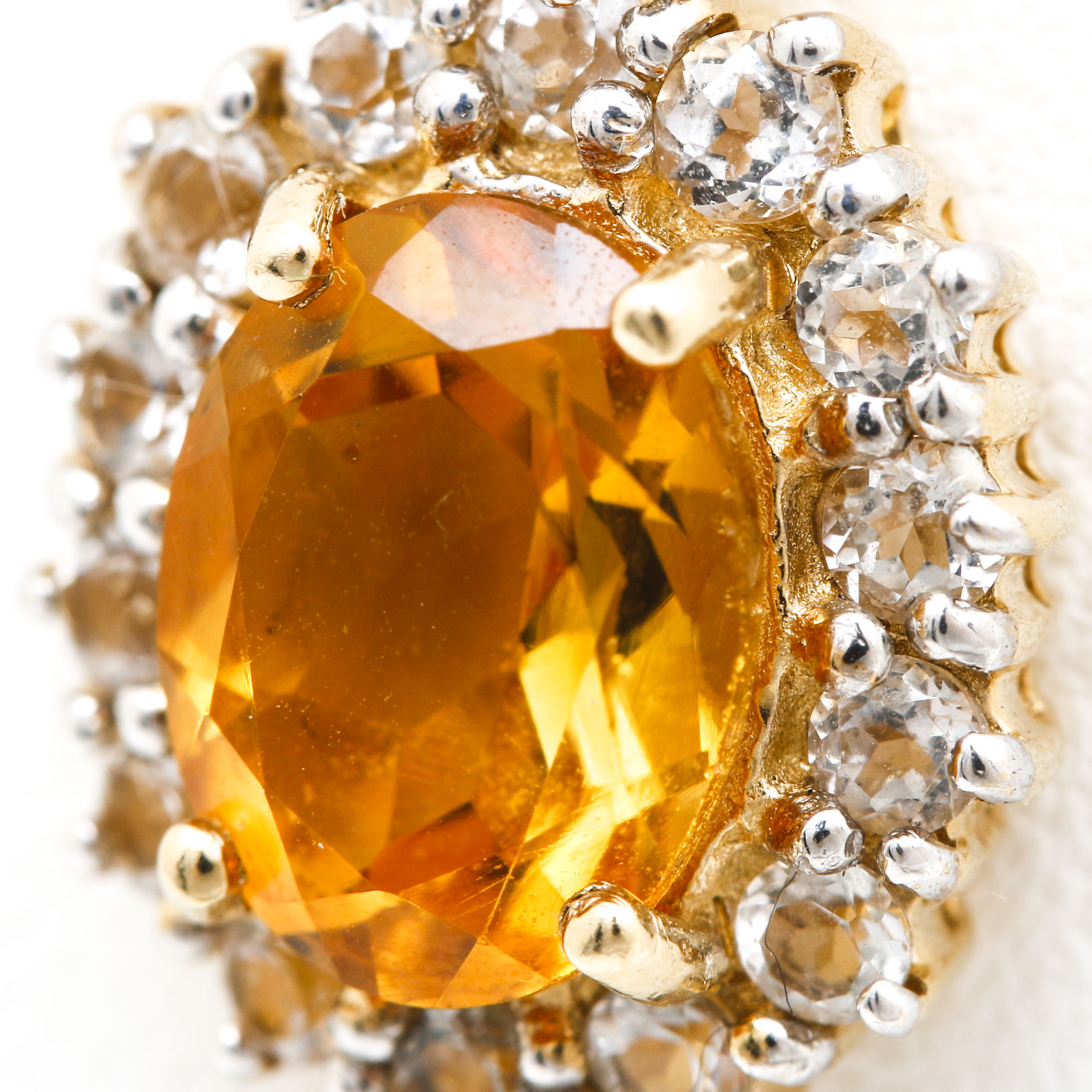 14K Yellow Gold Citrine and Topaz Pendant