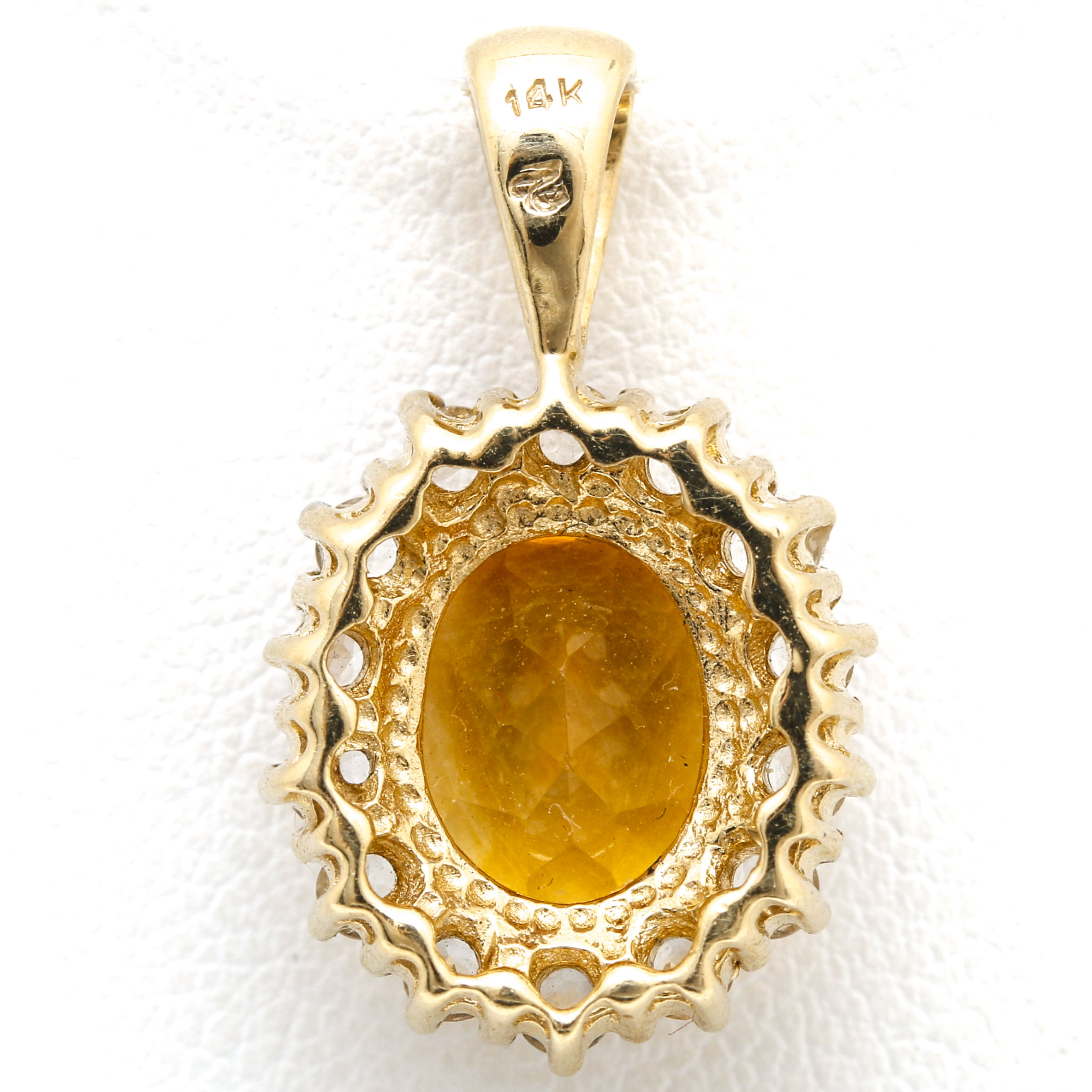 14K Yellow Gold Citrine and Topaz Pendant