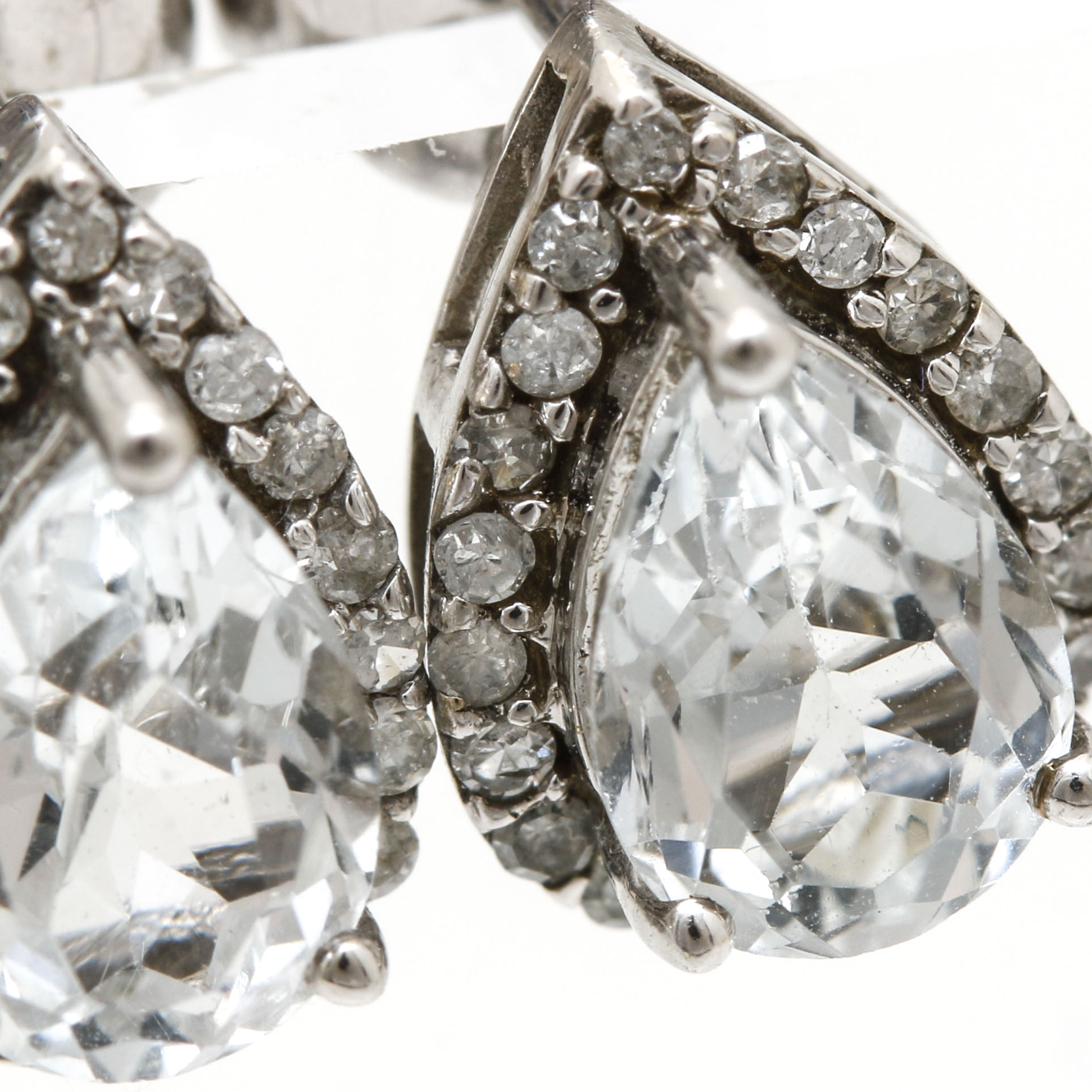 14K White Gold Sapphire and Diamond Tear Drop Earrings