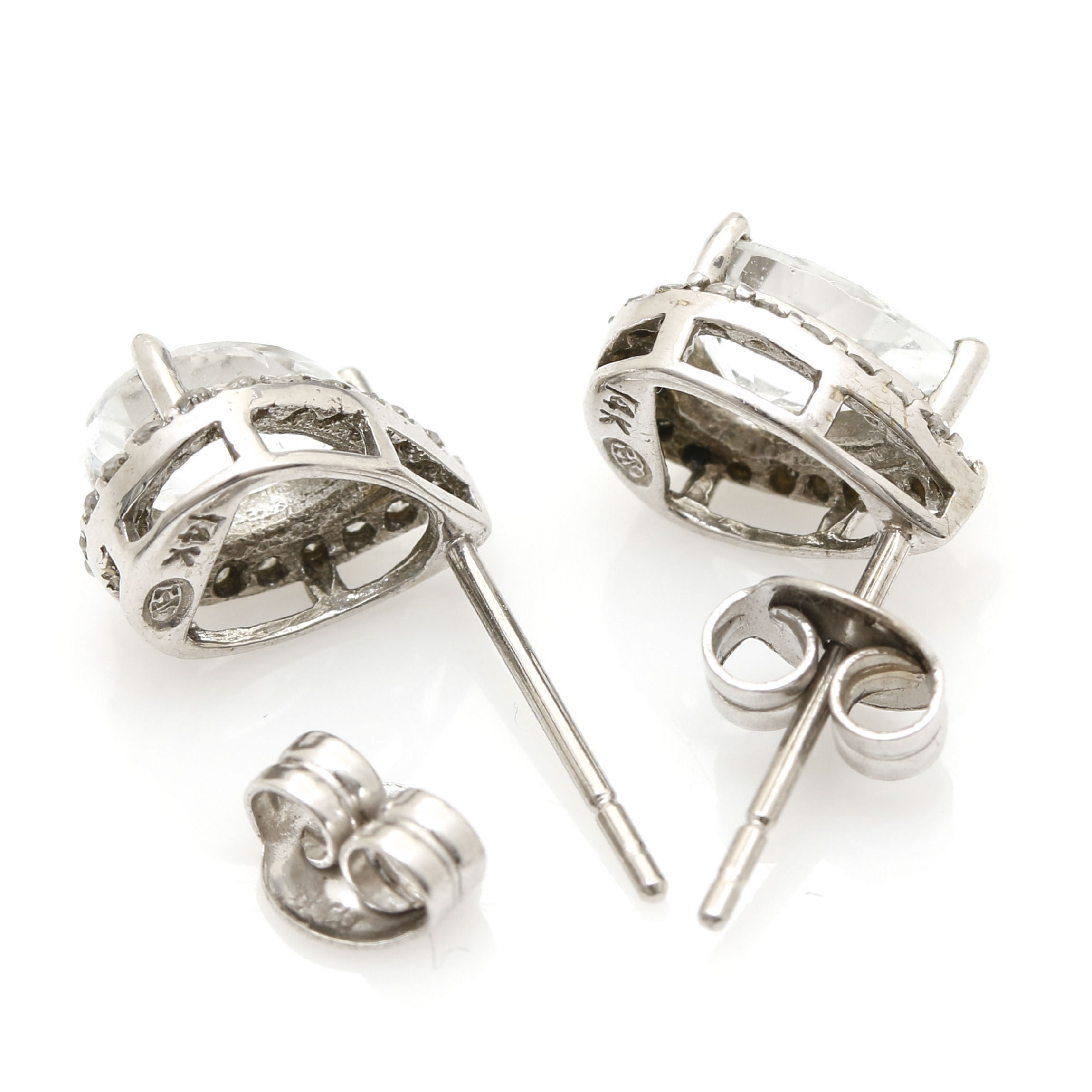 14K White Gold Sapphire and Diamond Tear Drop Earrings