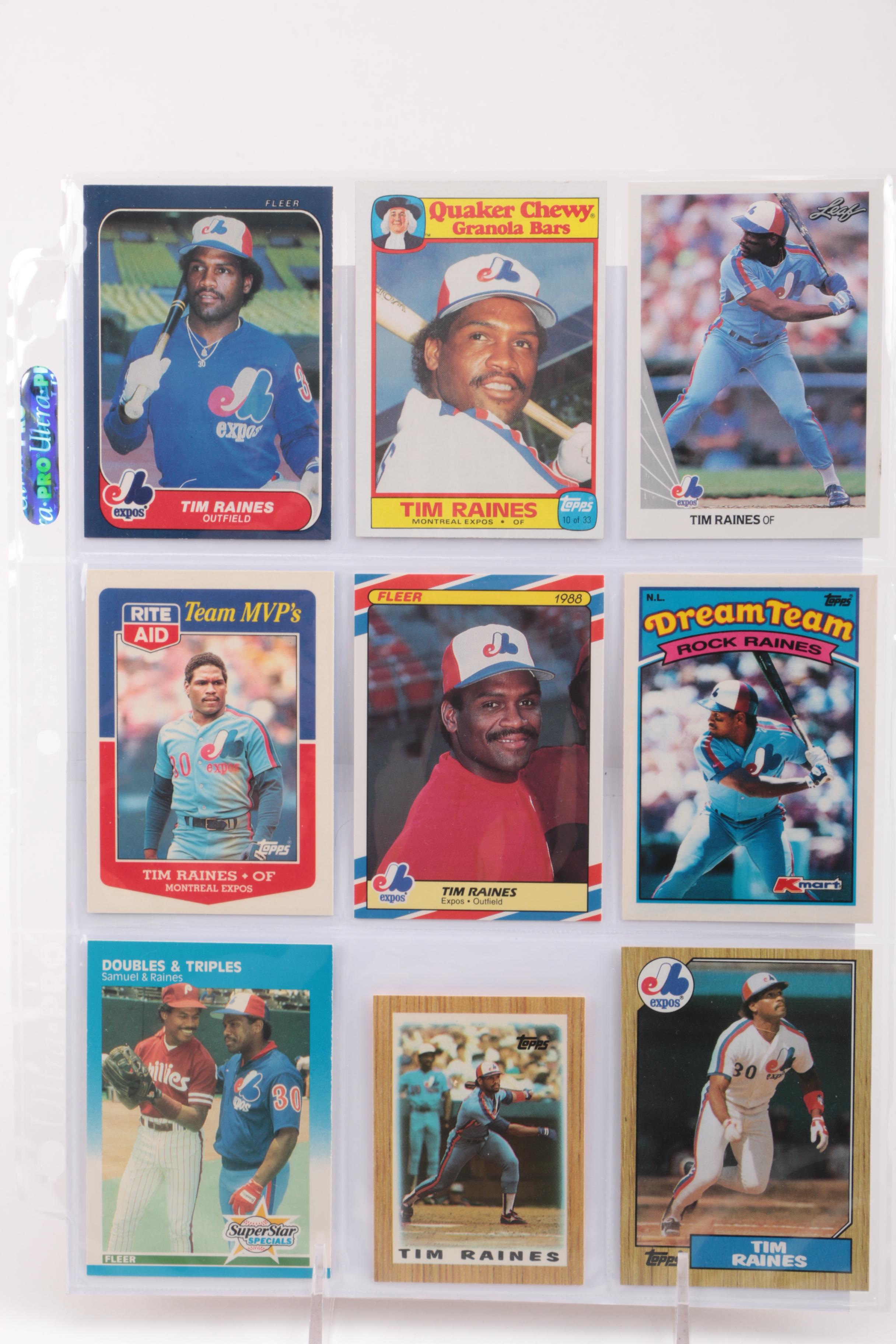 Collection of Tim Raines Baseball Cards