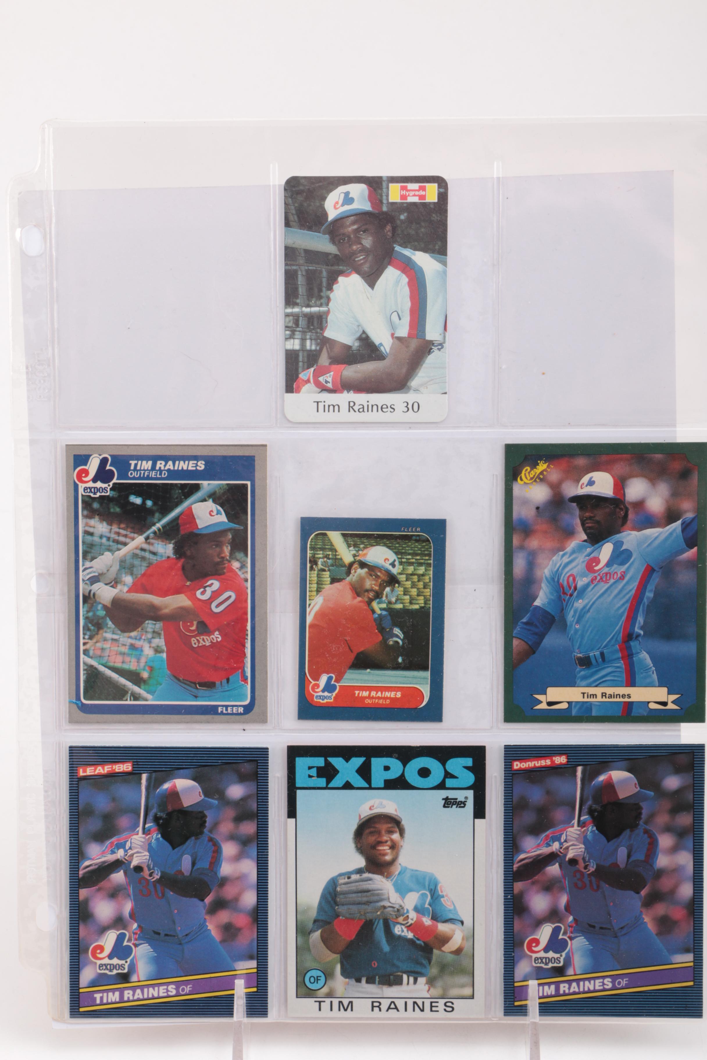 Collection of Tim Raines Baseball Cards