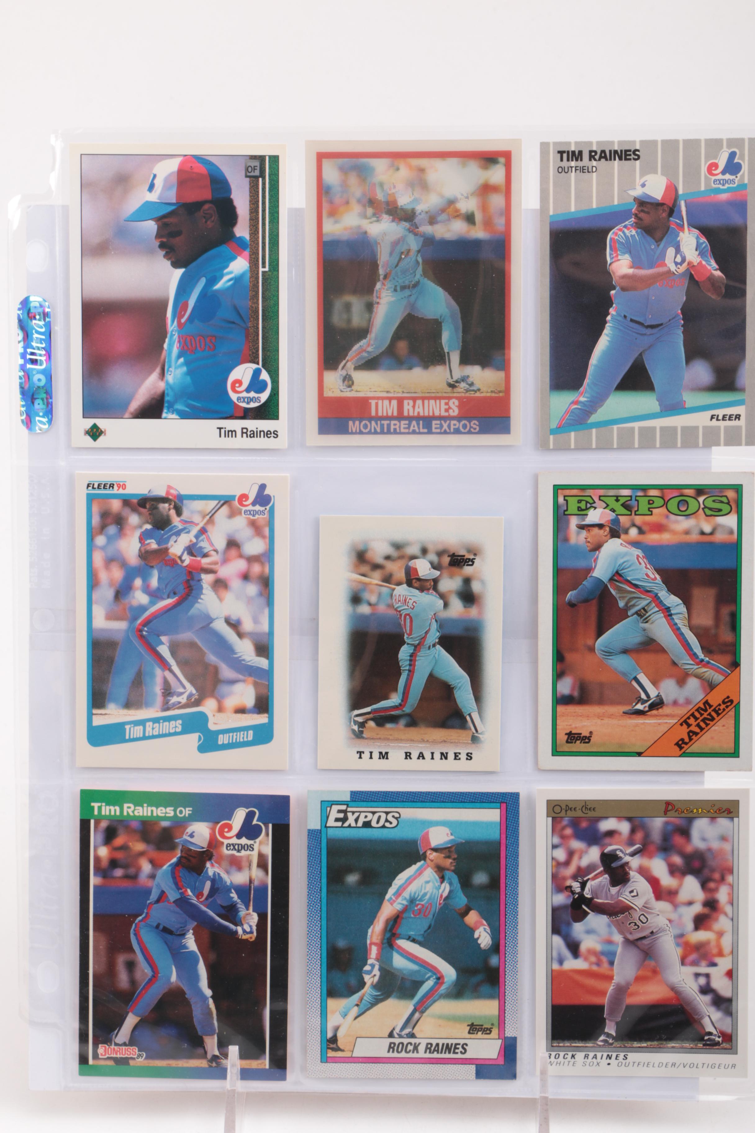 Collection of Tim Raines Baseball Cards
