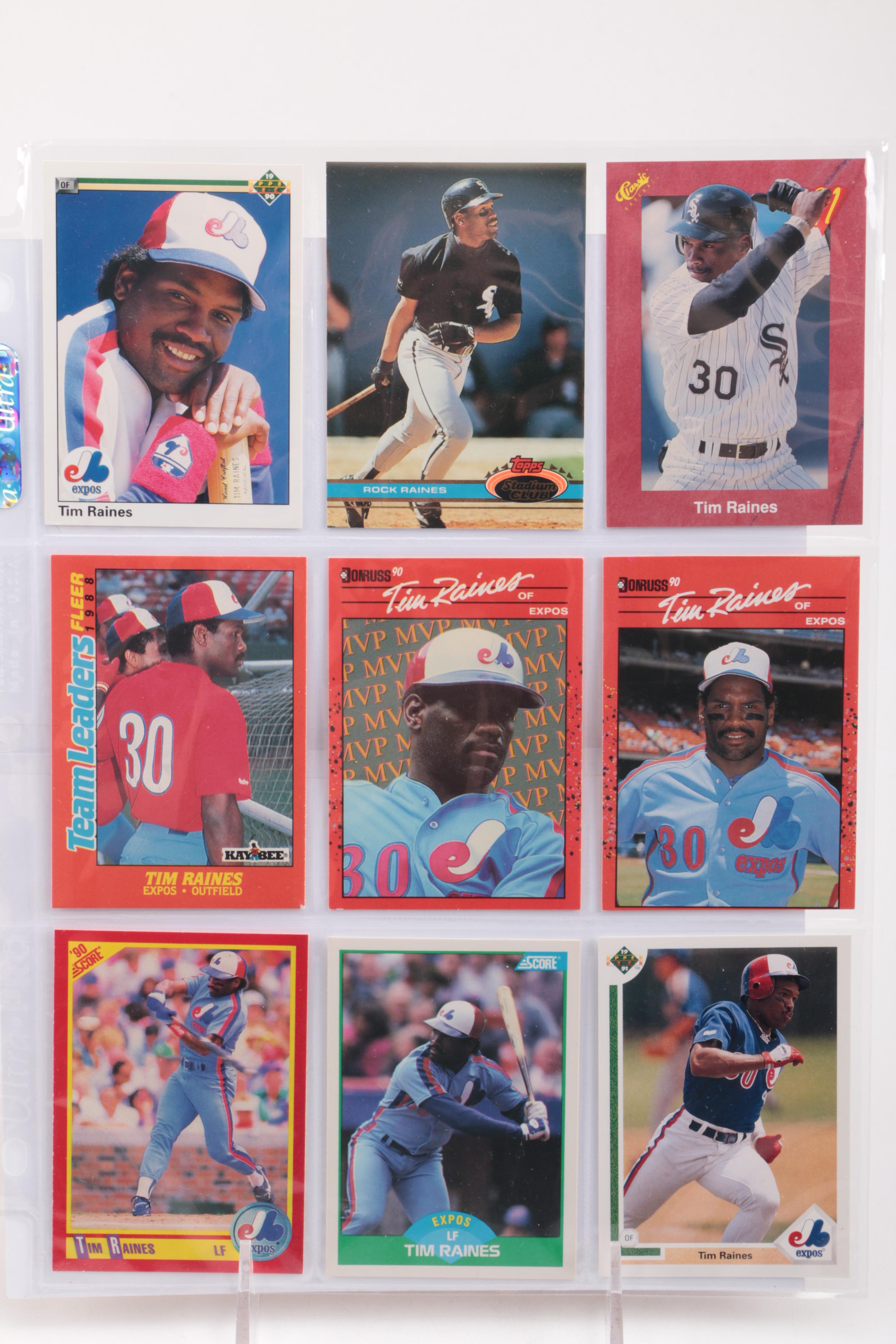 Collection of Tim Raines Baseball Cards