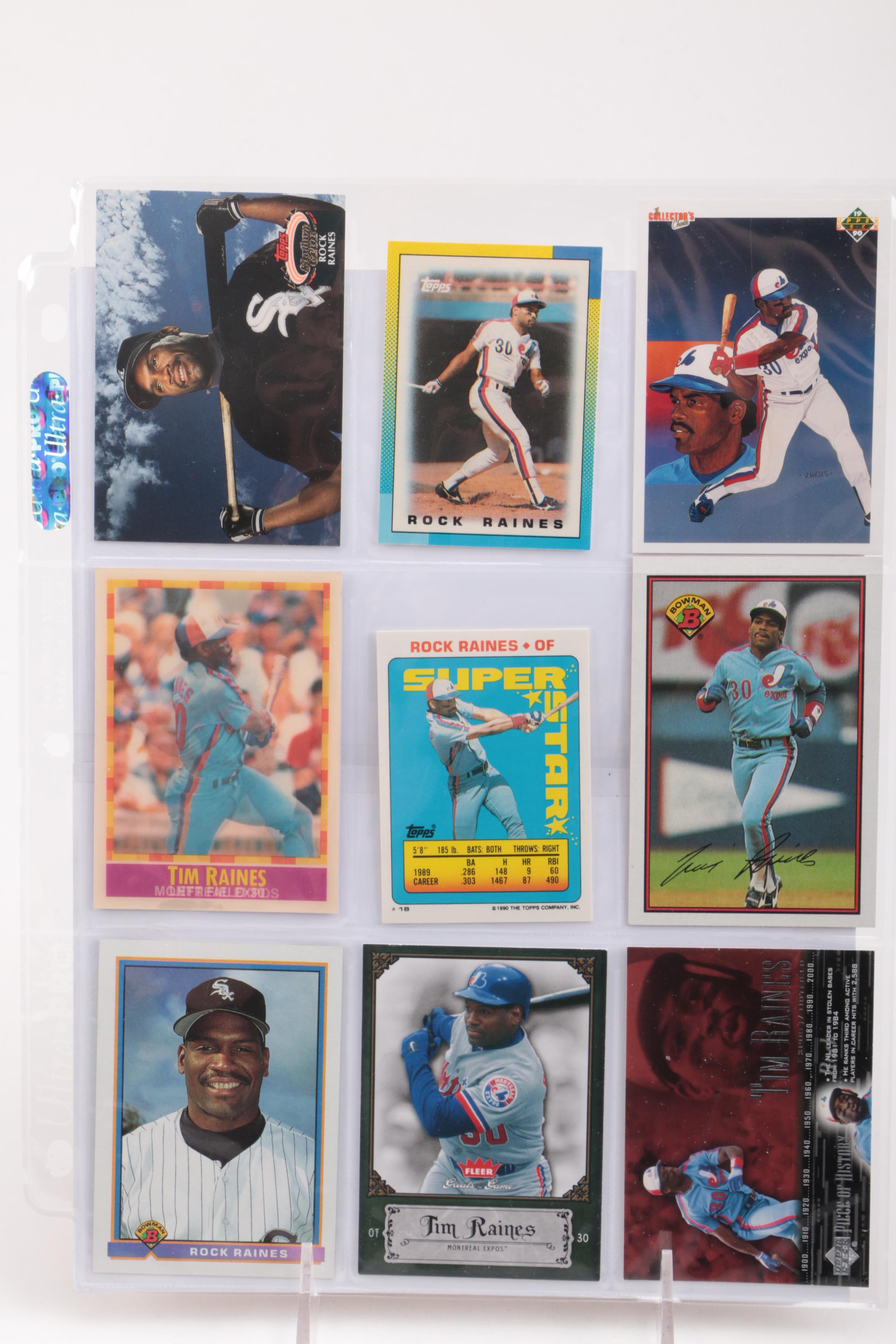 Collection of Tim Raines Baseball Cards