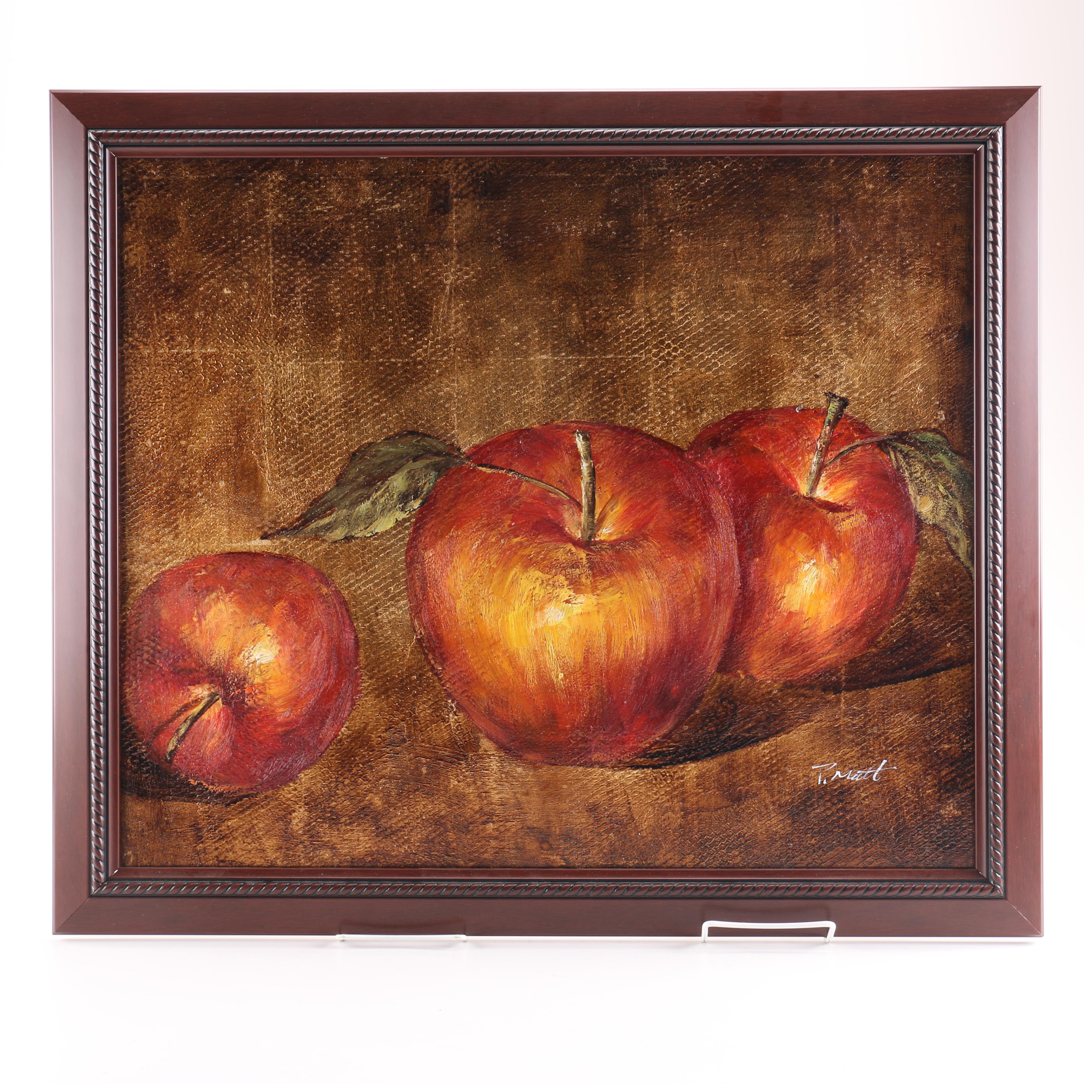 P. Matt Oil Painting on Canvas of Apples