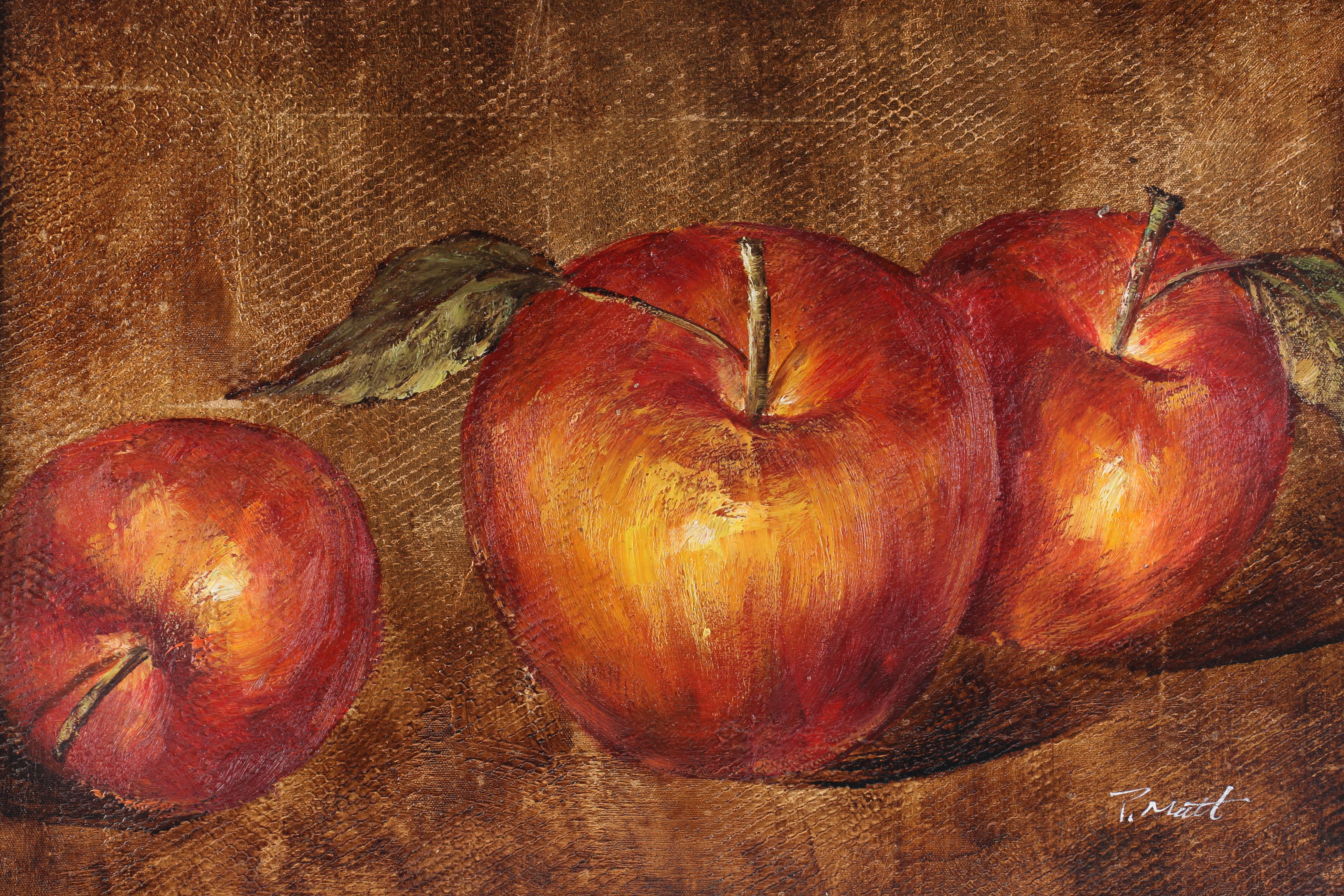 P. Matt Oil Painting on Canvas of Apples