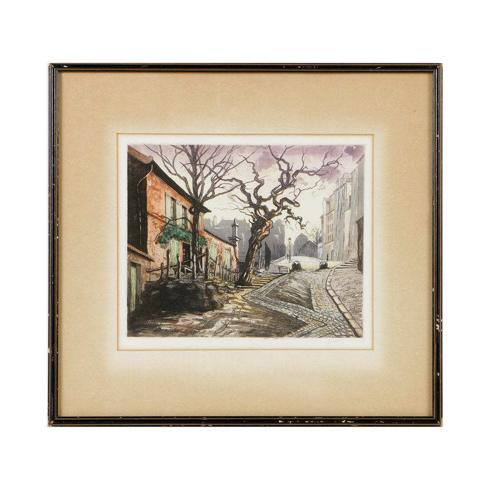 M. Haranz Color Etching on Paper of a Street Scene