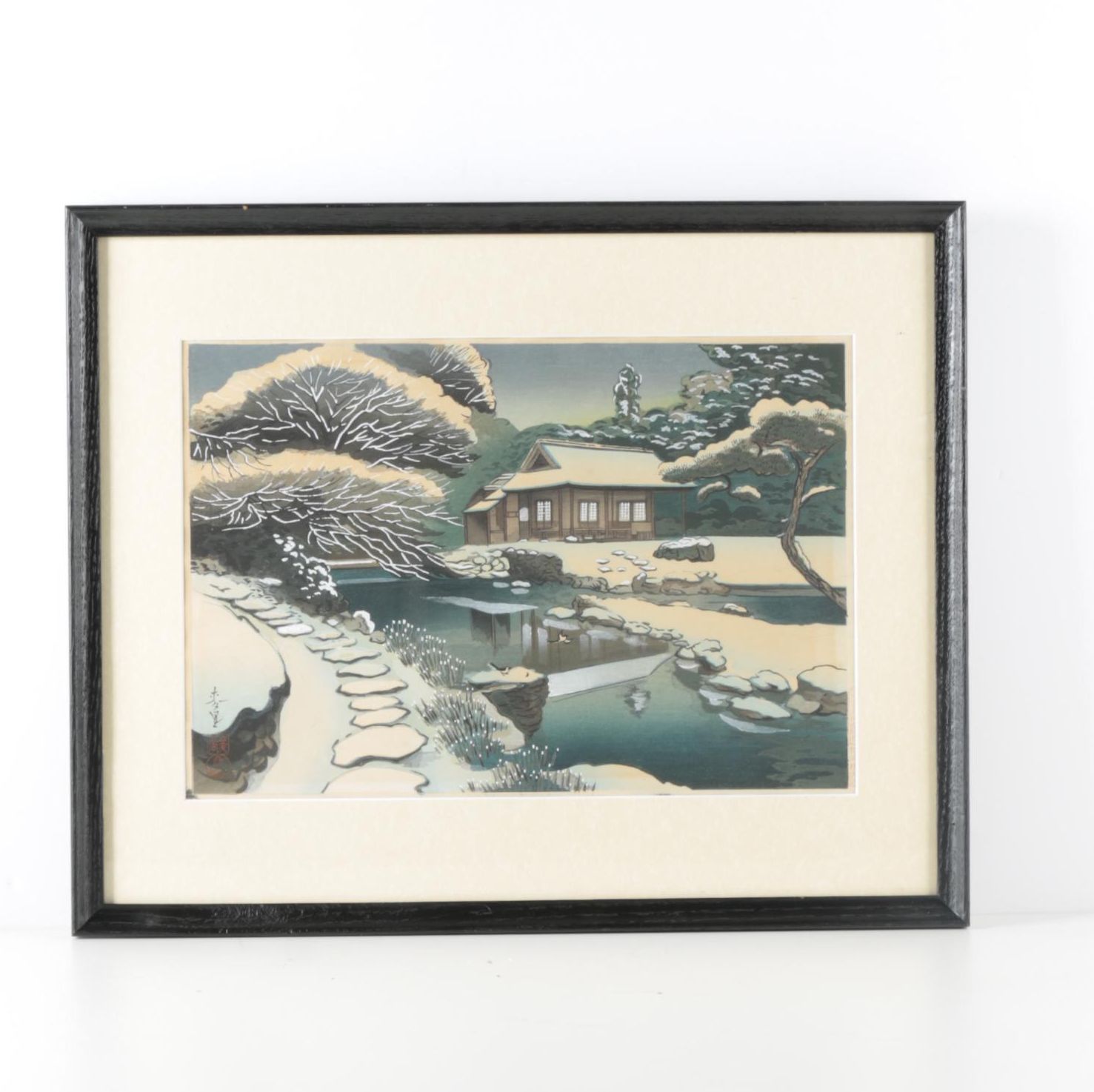 Bakufu Ohno Woodblock Print "Snow Scene"