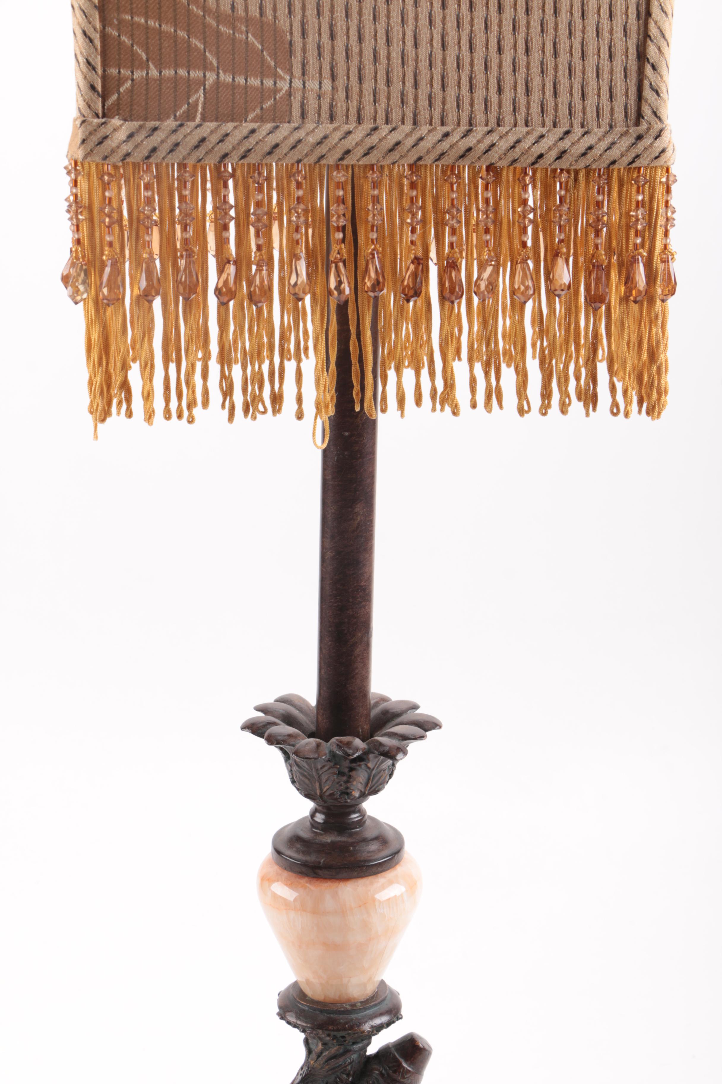 Monkey Lamp With Fringed Lampshade