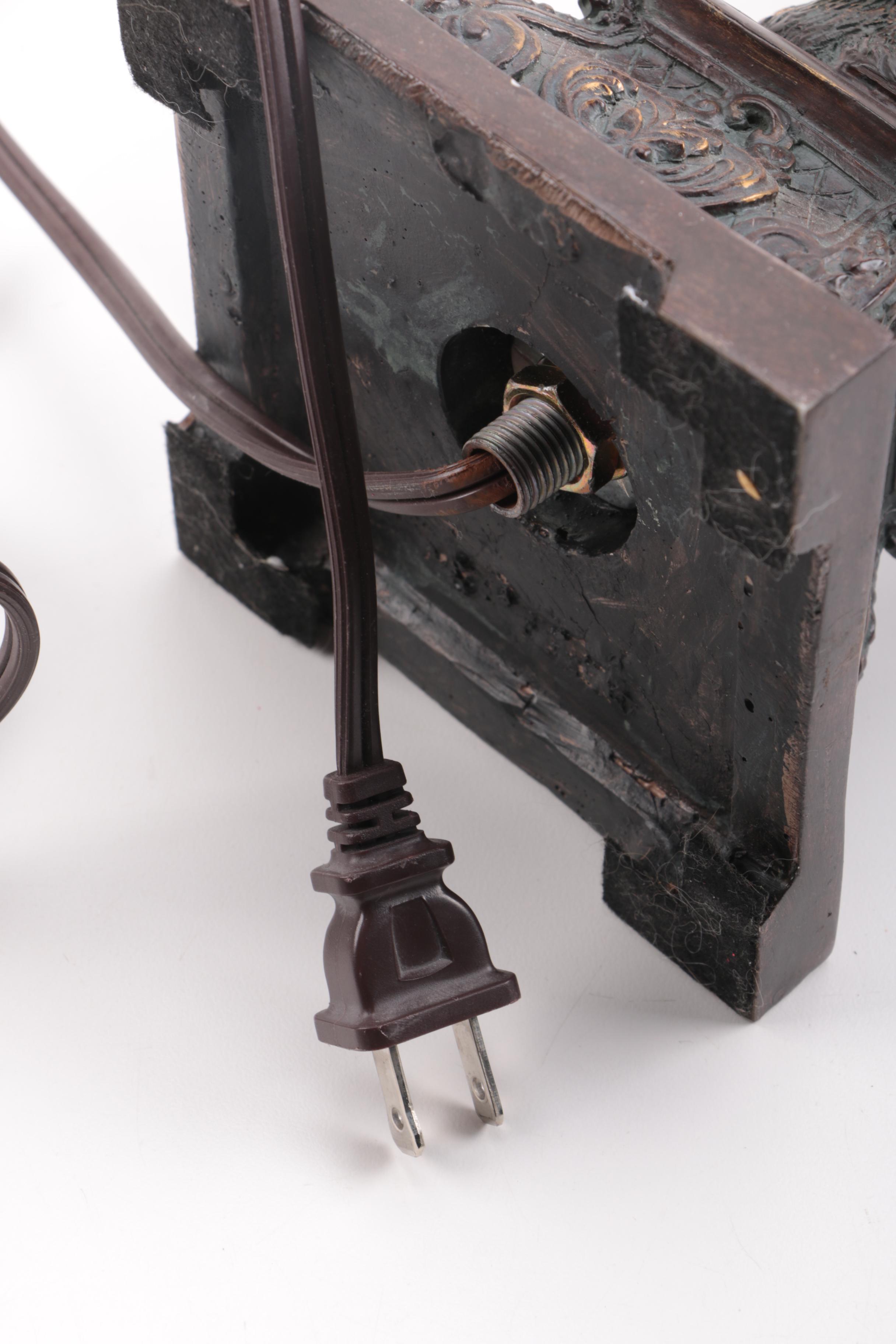 Monkey Lamp With Fringed Lampshade