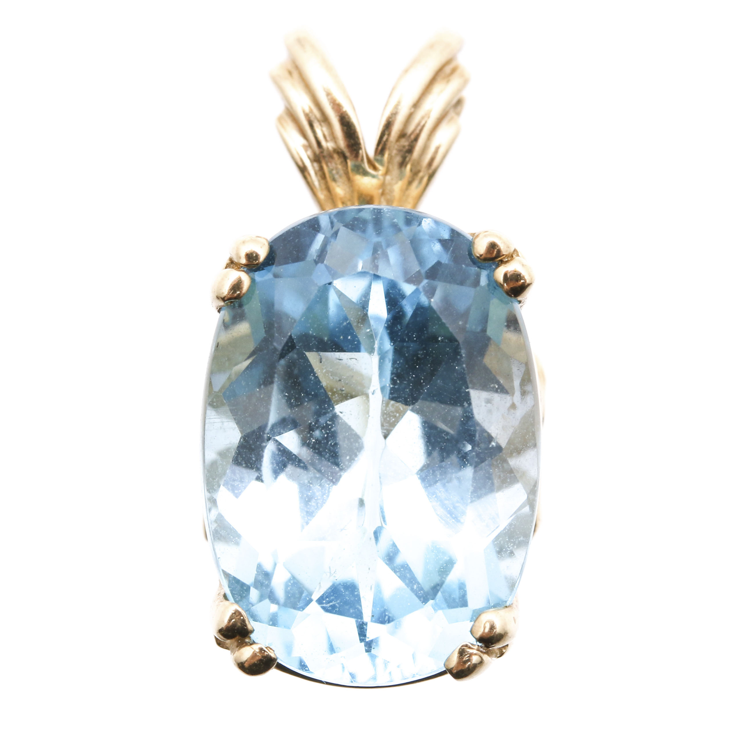 10K Yellow Gold 6.97 CT Blue Topaz Pendant