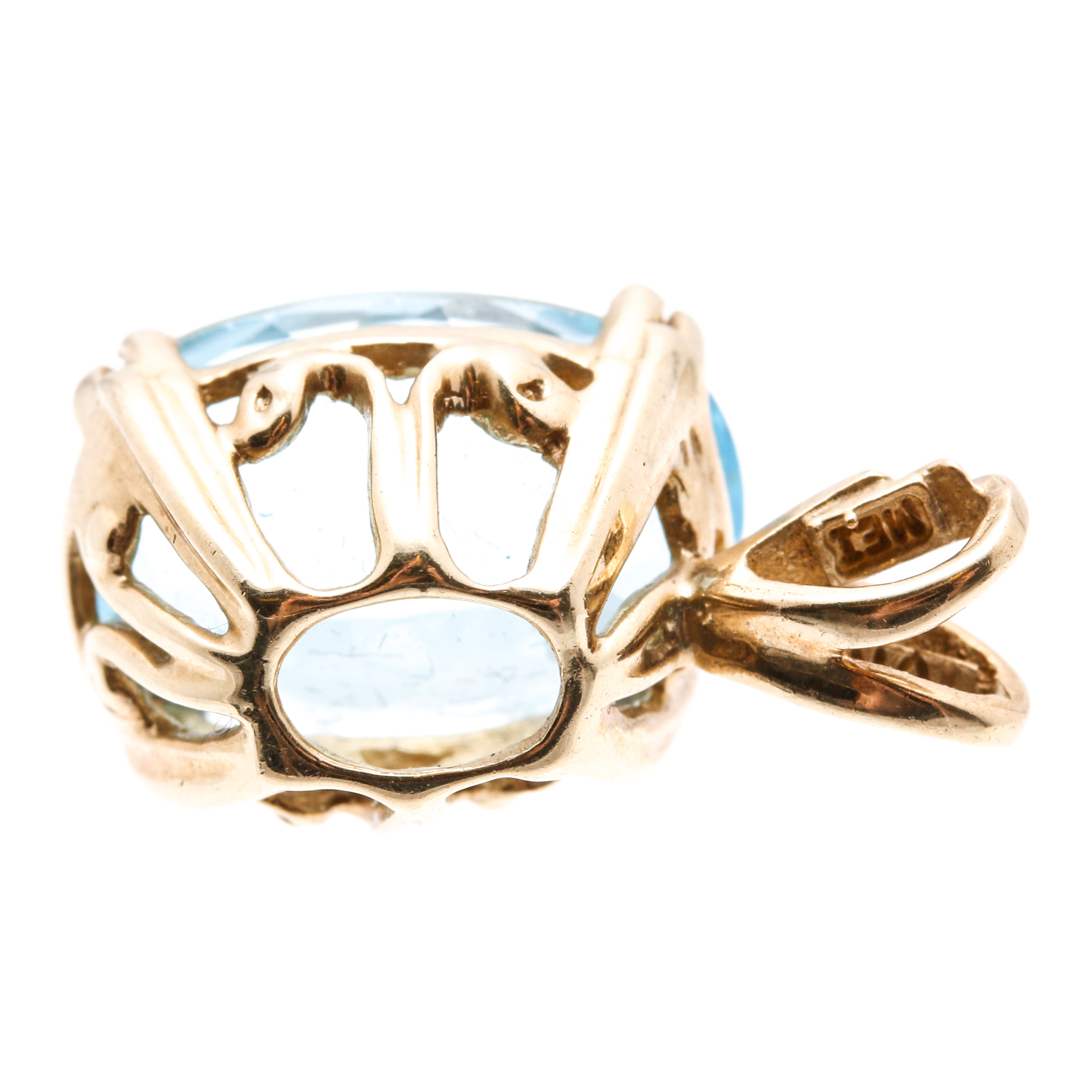 10K Yellow Gold 6.97 CT Blue Topaz Pendant