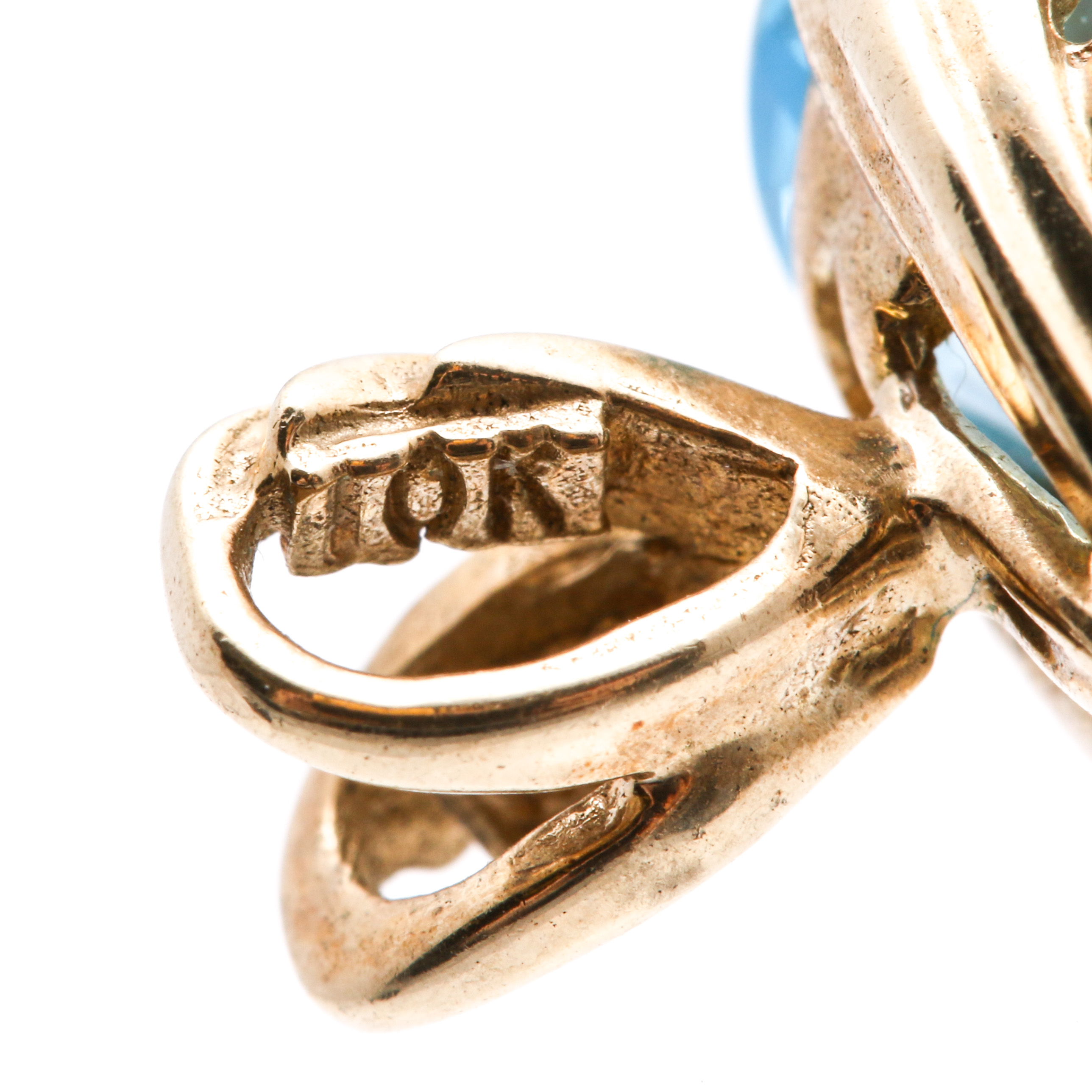 10K Yellow Gold 6.97 CT Blue Topaz Pendant