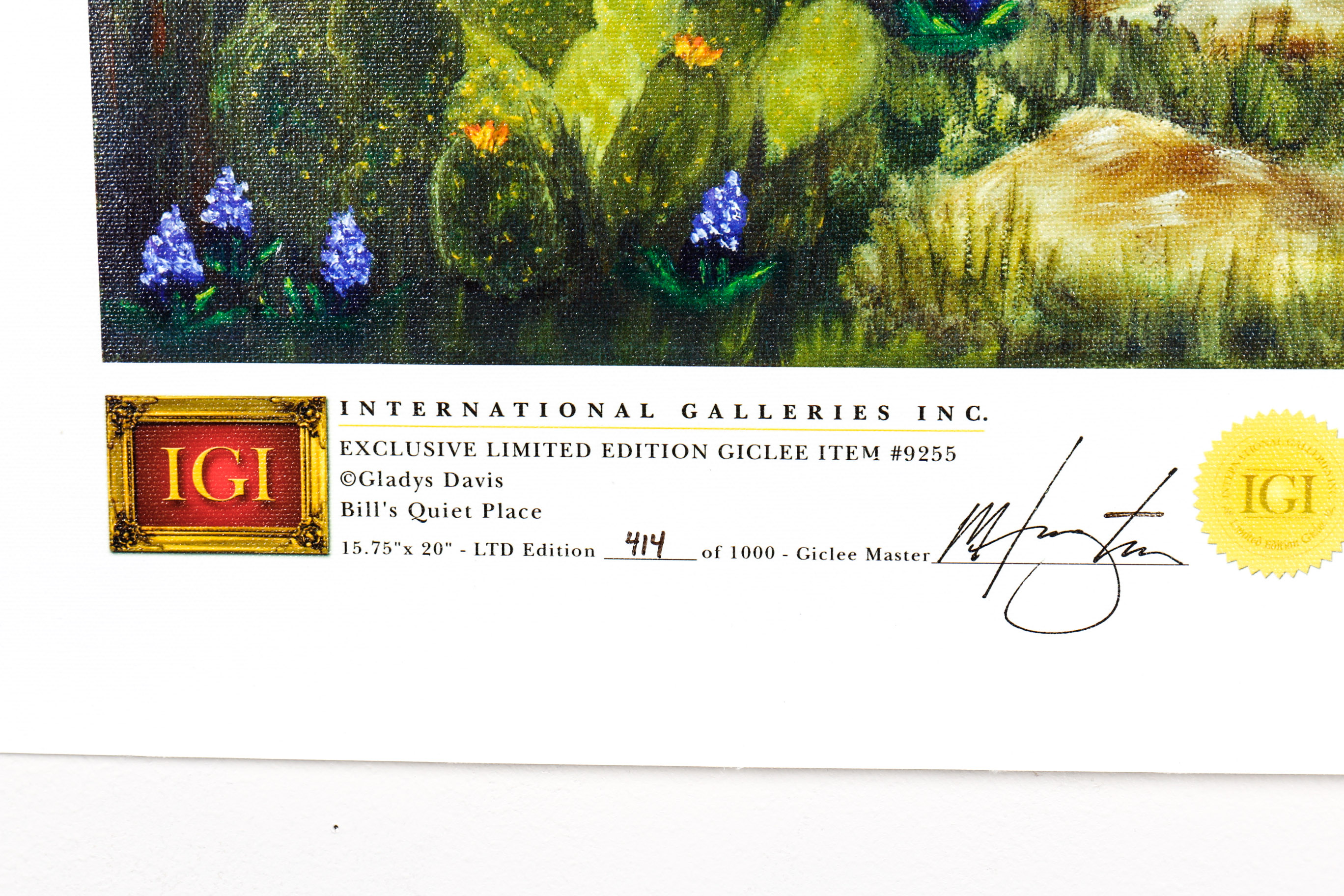 Unframed "Bill's Quiet Place" Giclee