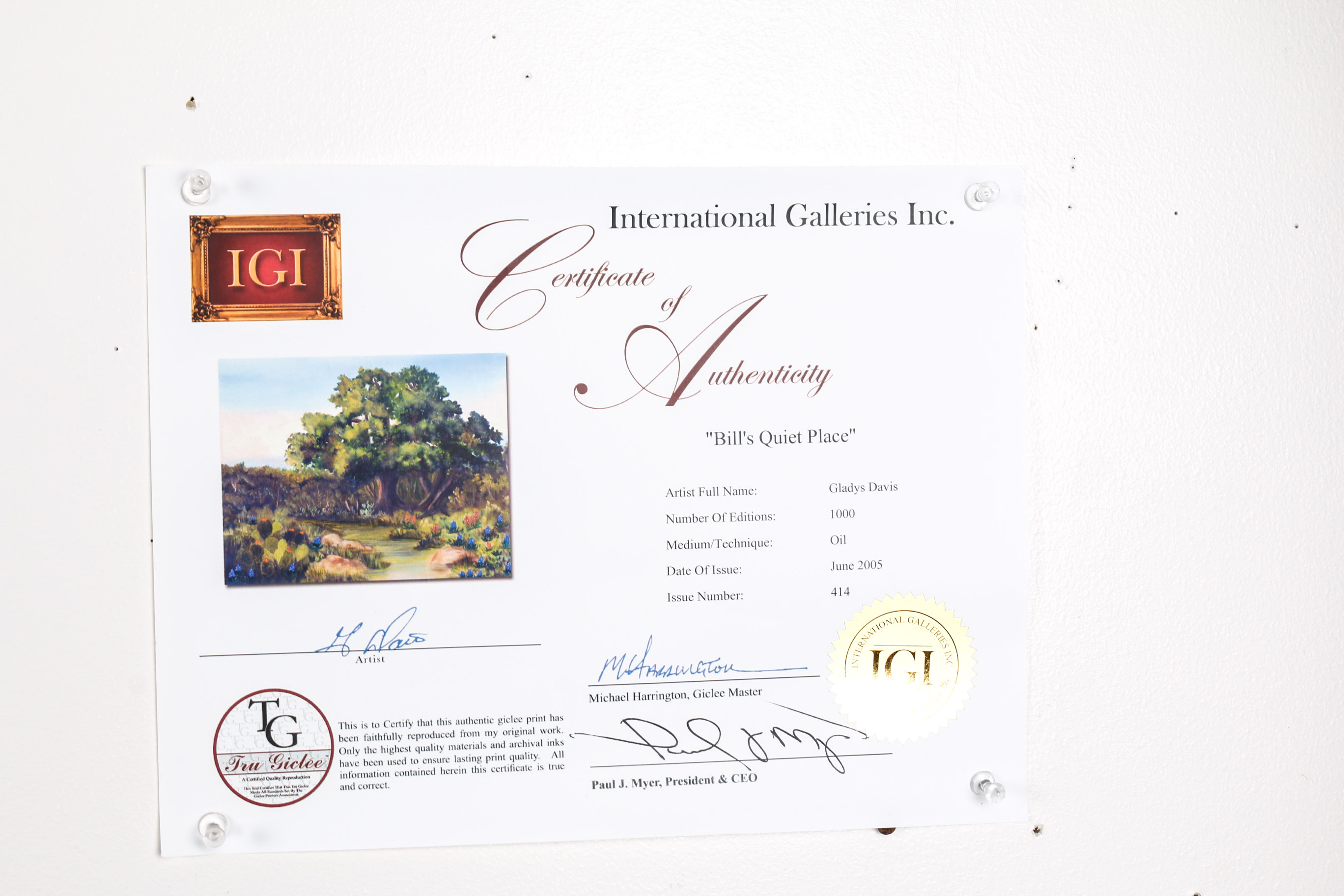 Unframed "Bill's Quiet Place" Giclee