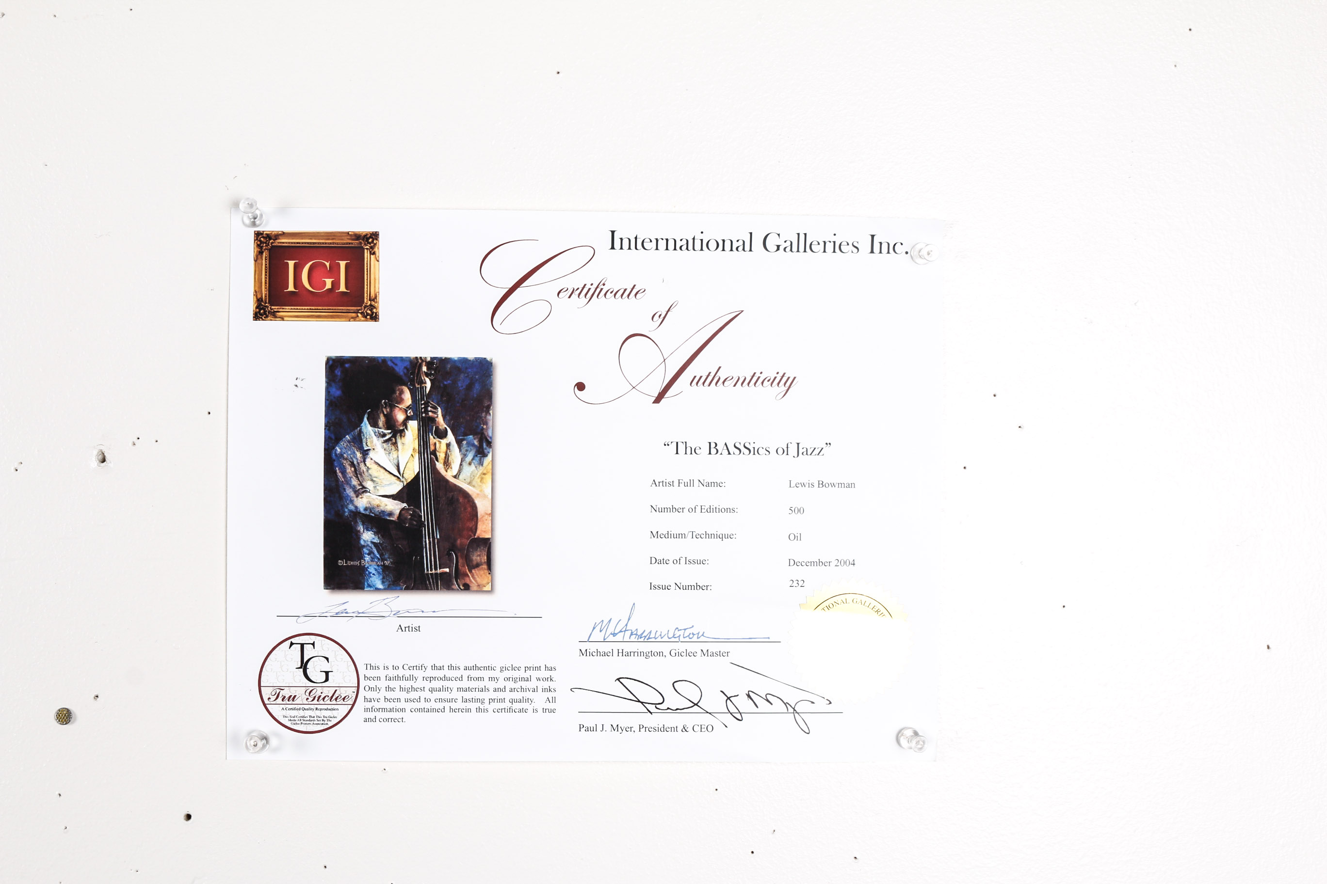 Unframed "The Bassics of Jazz" Giclee