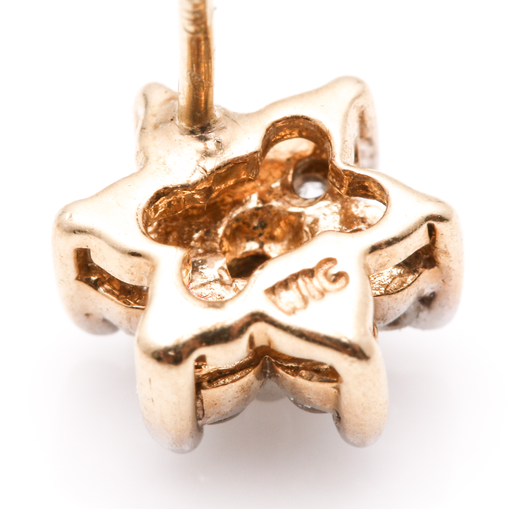 14K Two Tone Gold Diamond Stud Earrings