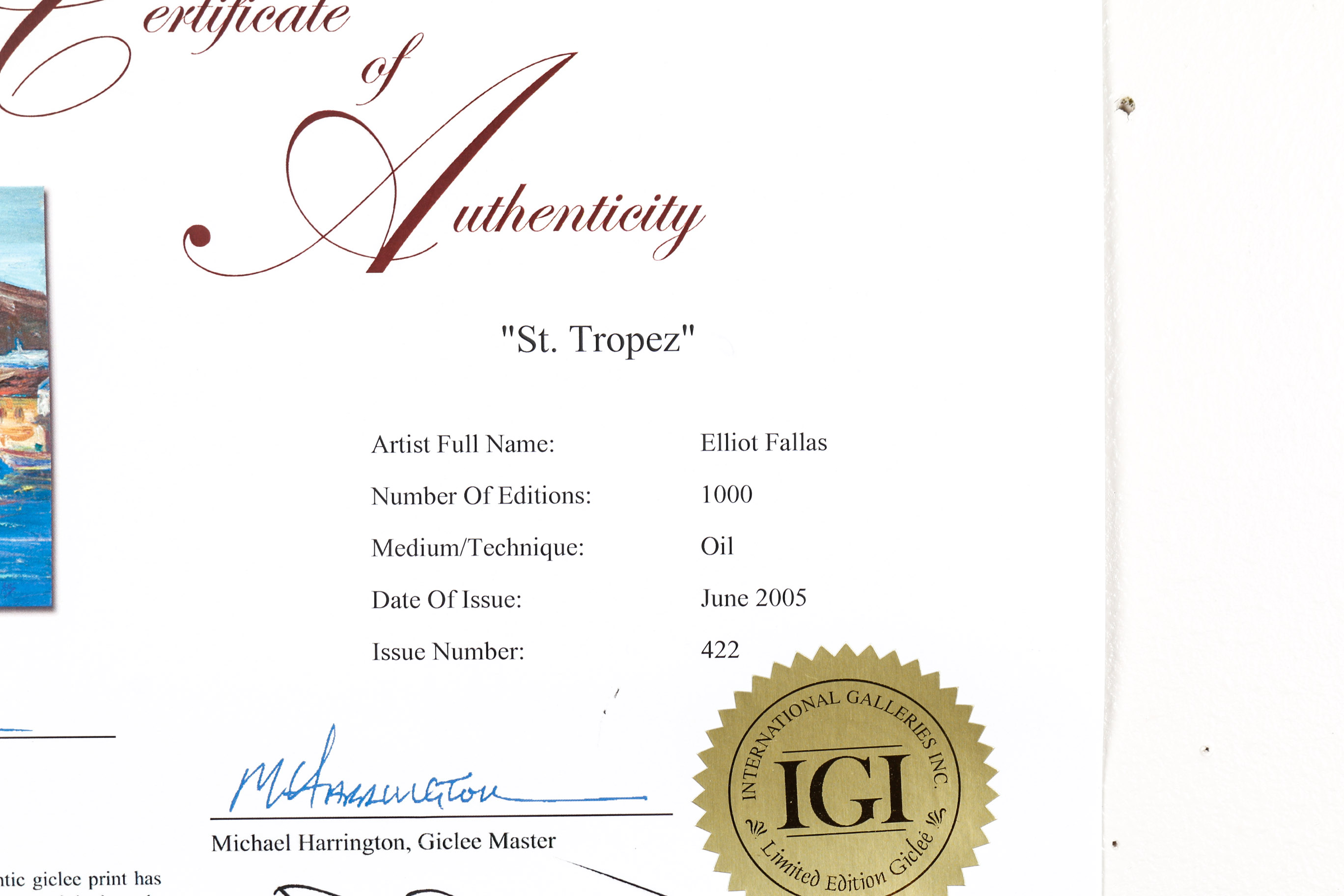 Unframed "St. Tropez" Giclee