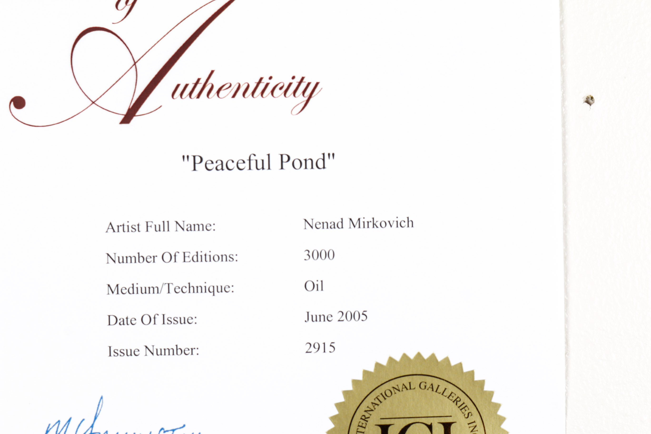 Unframed "Peaceful Pond" Giclee