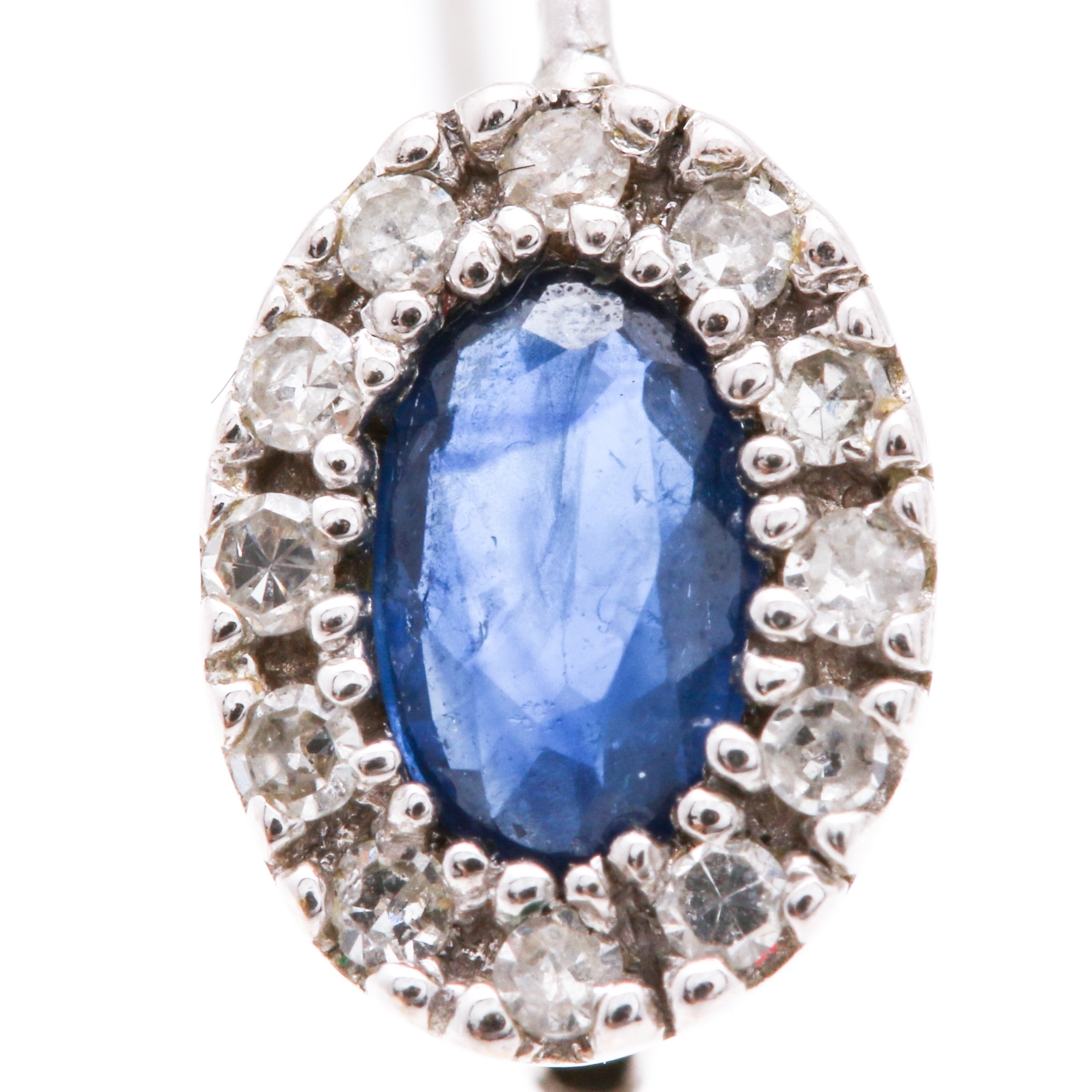 14K White Gold Sapphire and Diamond Earrings