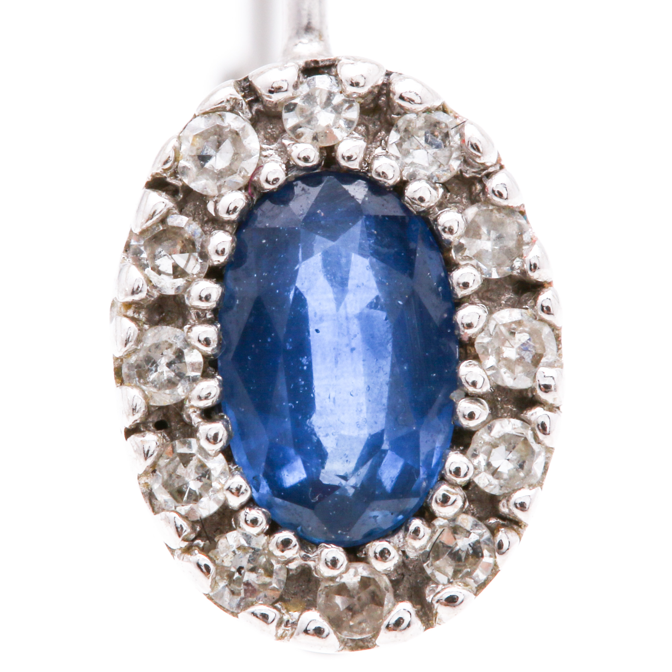 14K White Gold Sapphire and Diamond Earrings