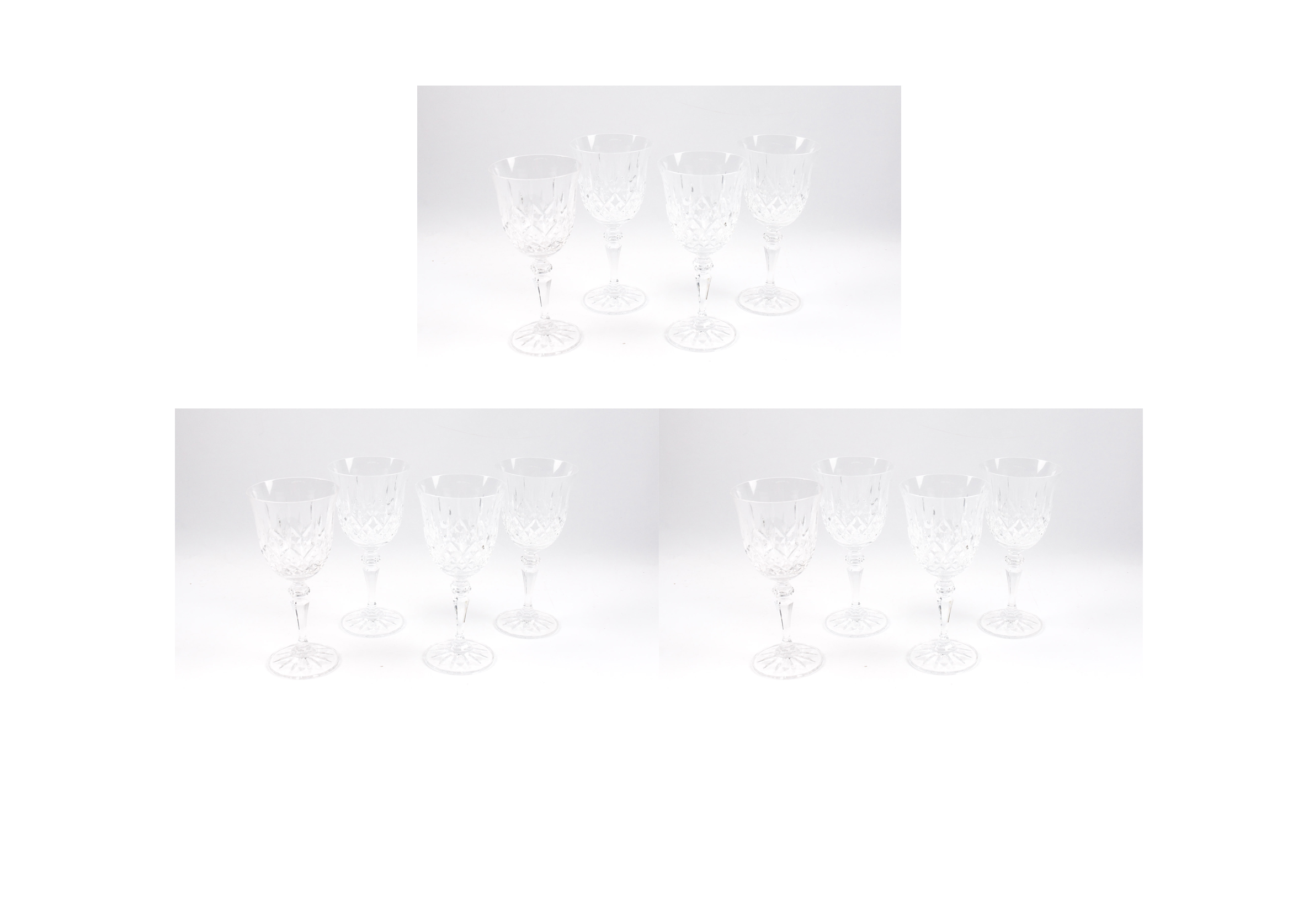 Twelve Galway Crystal Wine Glasses