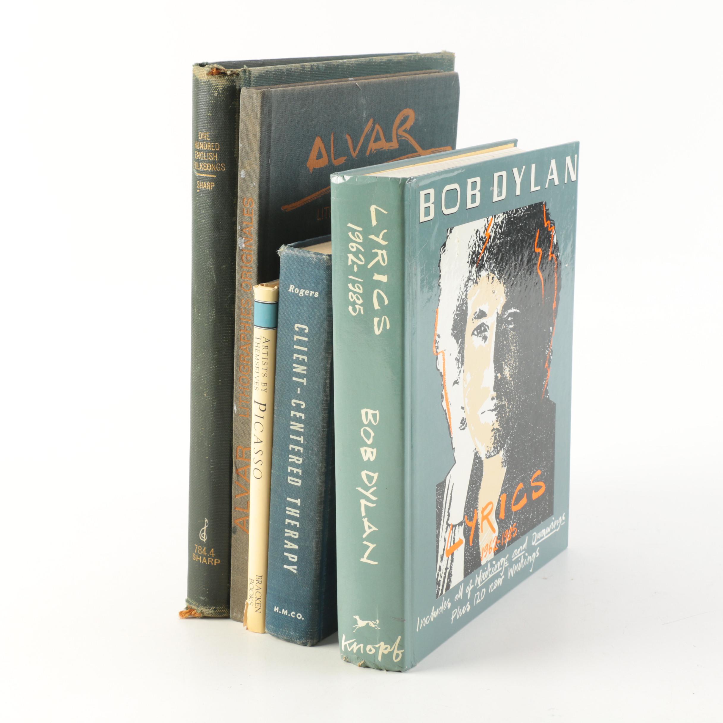 Art and Therapy Books Including "Lyrics" by Bob Dylan