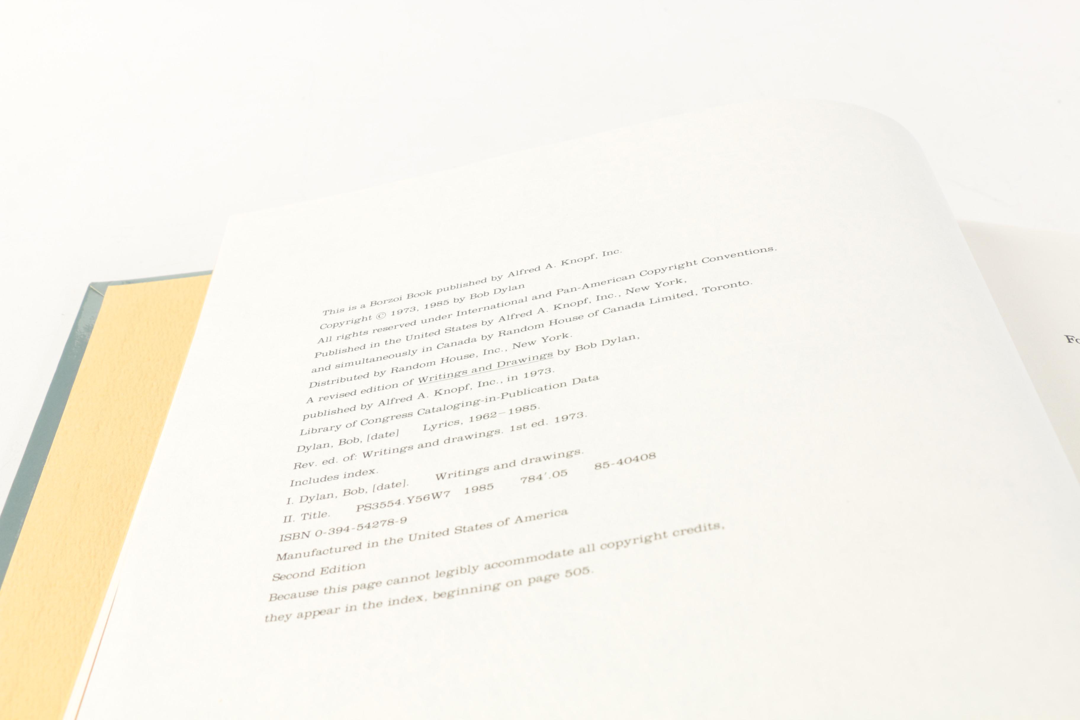 Art and Therapy Books Including "Lyrics" by Bob Dylan