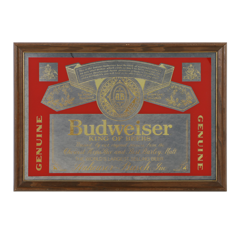 Vintage Budweiser Beer Mirrored Sign