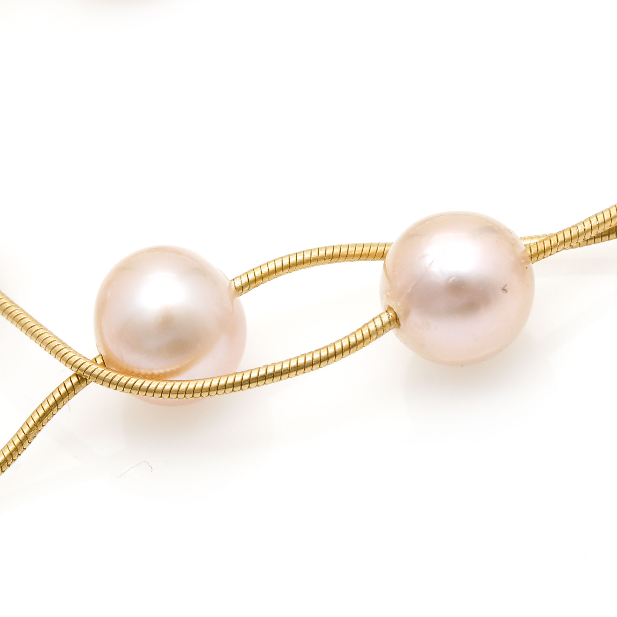 14K Yellow Gold Cultured Pearl Station Necklace