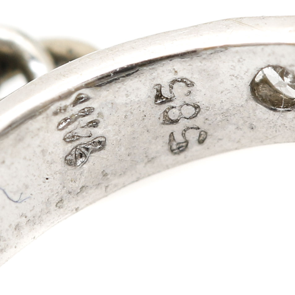 14K White Gold Diamond Cultured Pearl Drop Earrings