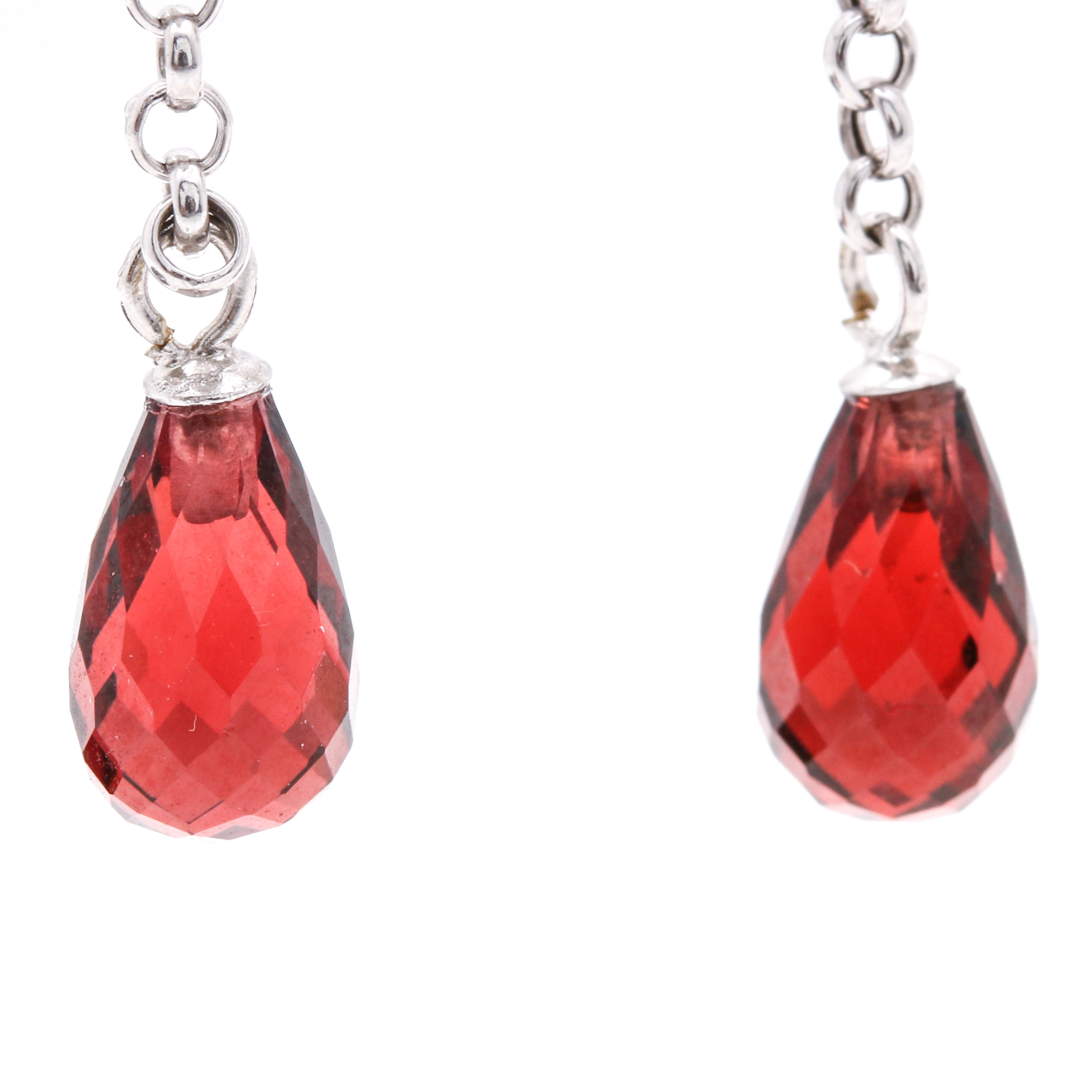 14K White Gold and Gemstone Drop Earrings