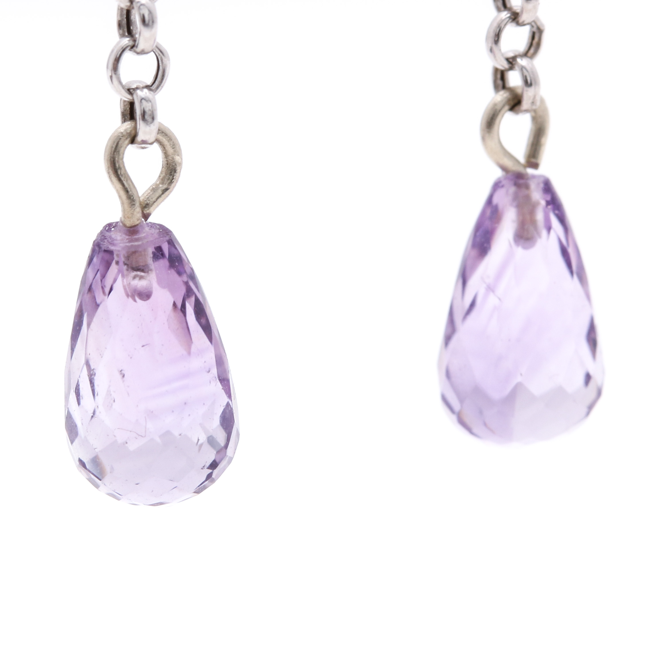 14K White Gold and Gemstone Drop Earrings