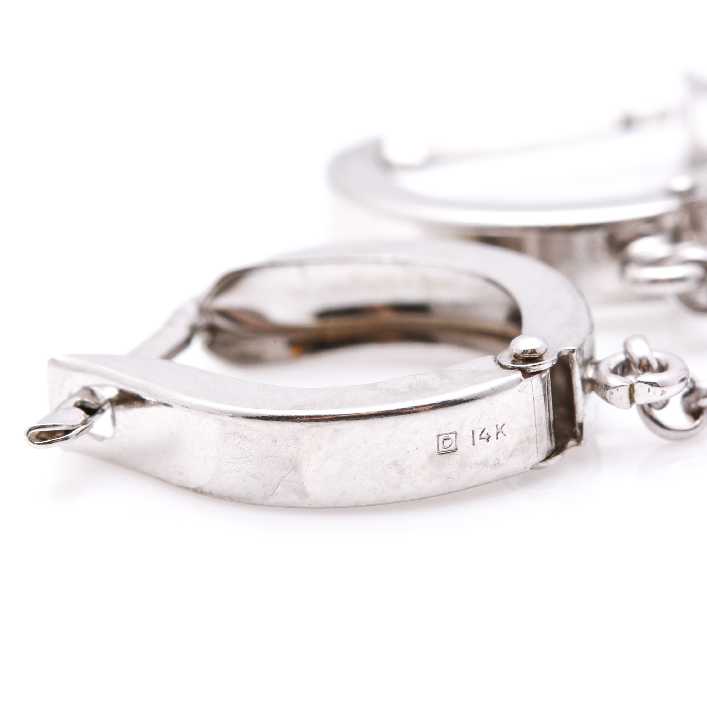 14K White Gold and Gemstone Drop Earrings