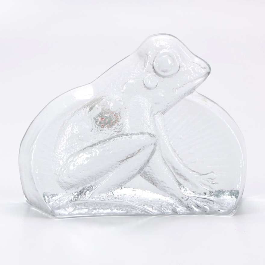 Blenko Handmade Glass Frog Bookend