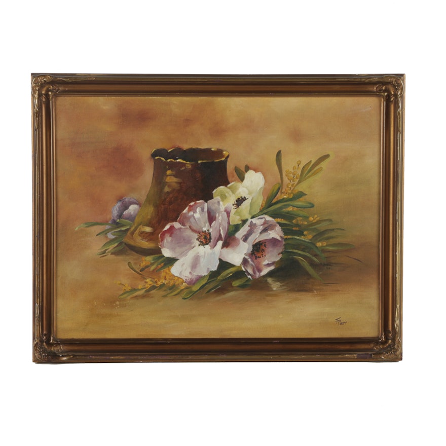 F. Parr Oil Painting on Board Floral Still Life