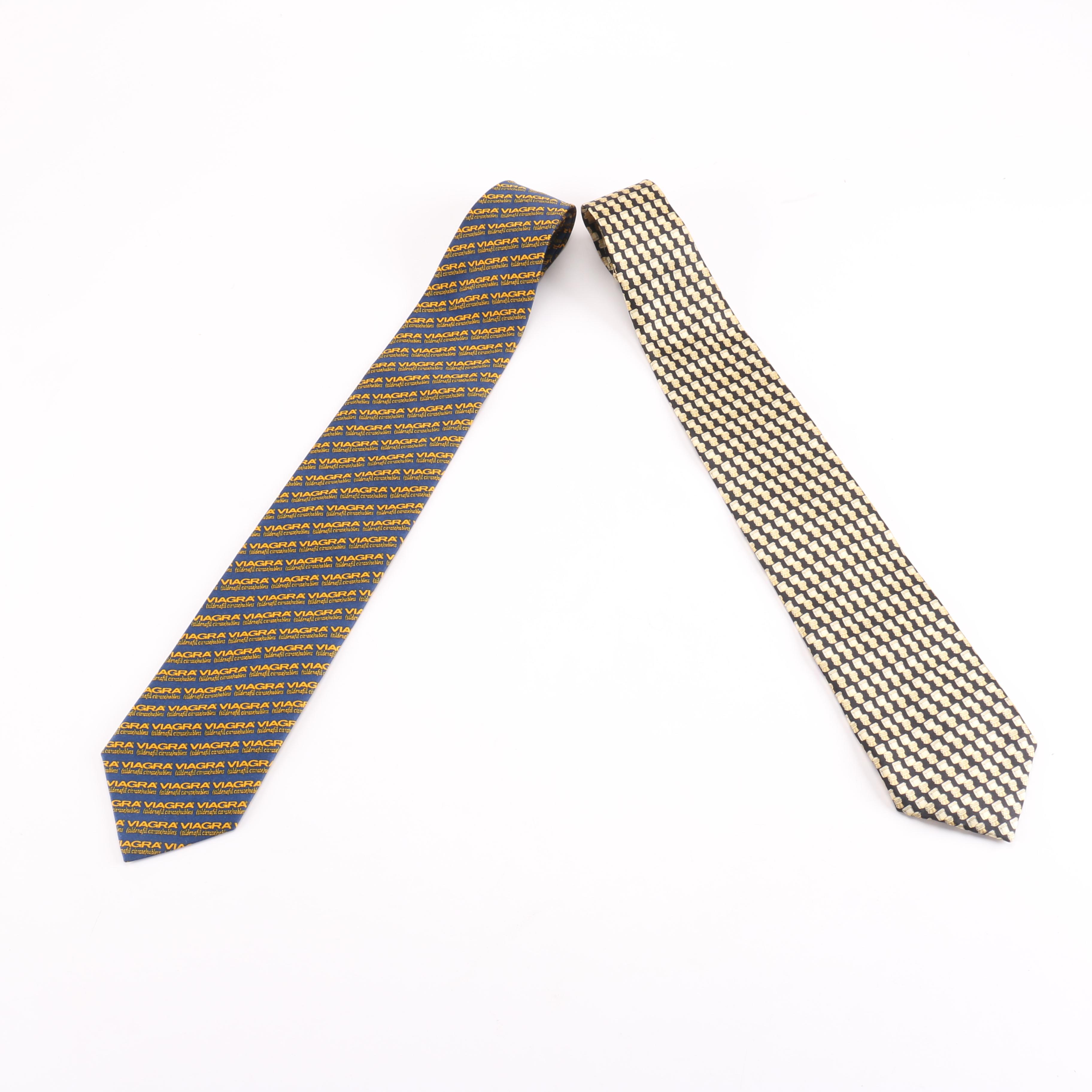 Assorted Neckties Including Viagra and Golden Toilets