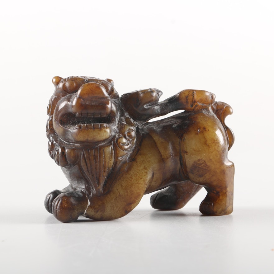 Chinese Carved Soapstone Guardian Lion