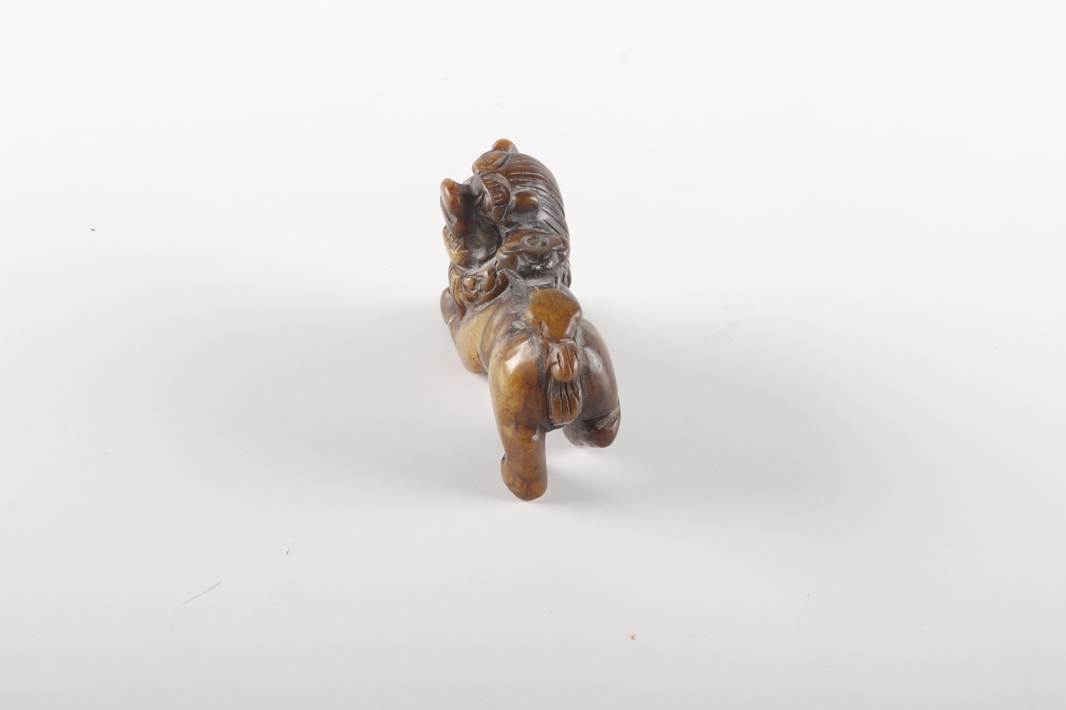 Chinese Carved Soapstone Guardian Lion