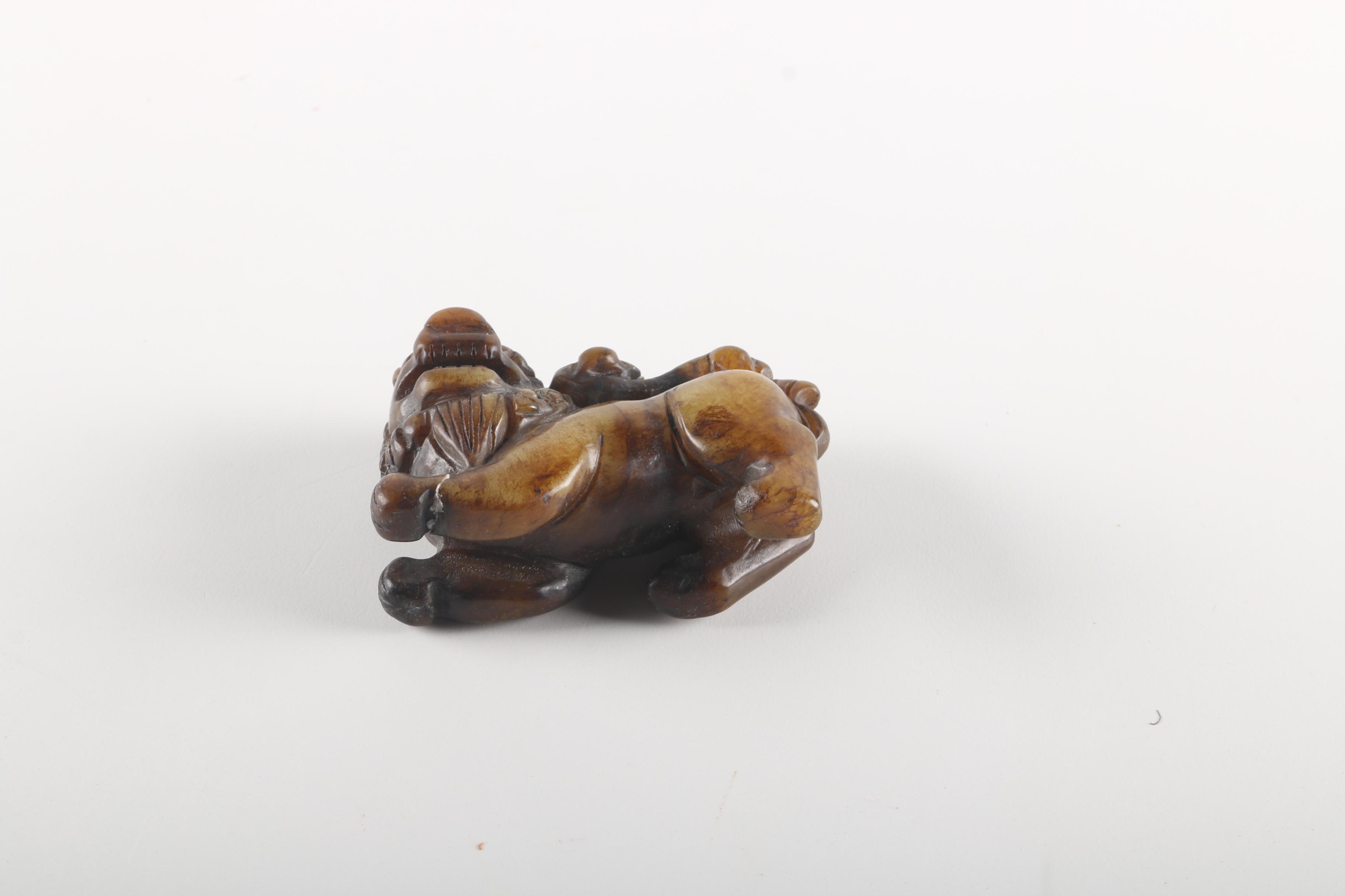 Chinese Carved Soapstone Guardian Lion