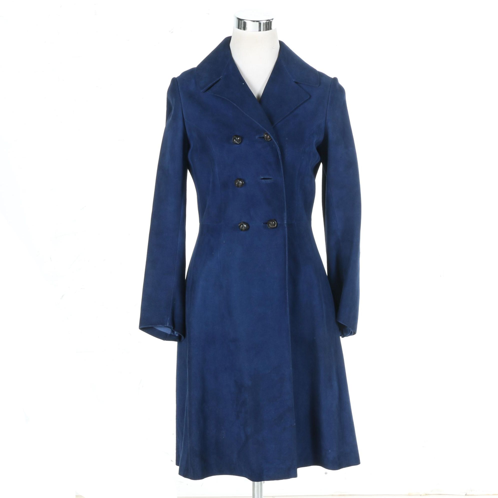 Circa 1970s Herrero Y Rodero Madrid Blue Suede Coat