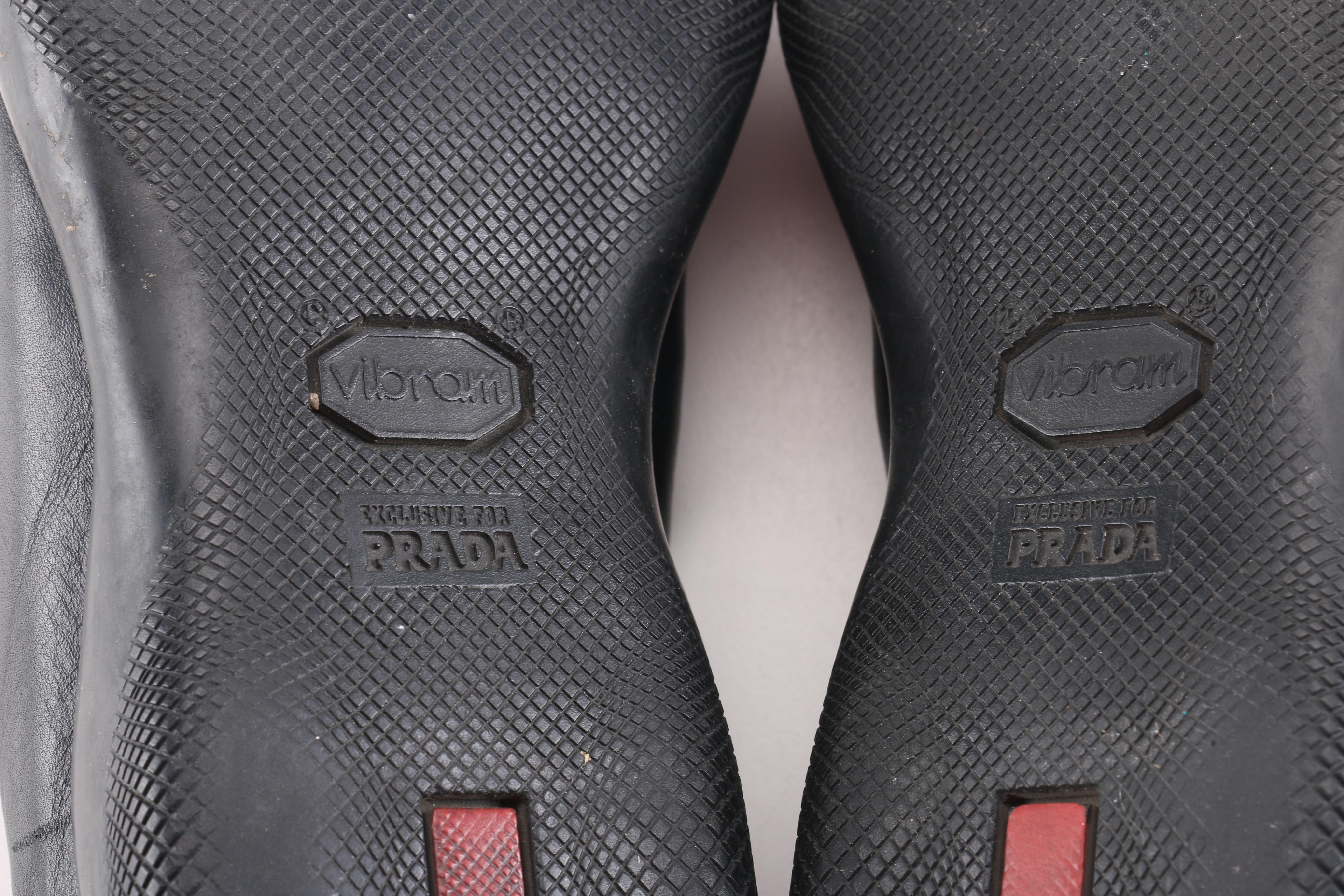 Prada Black Leather Toggle Loafers with Vibram Soles