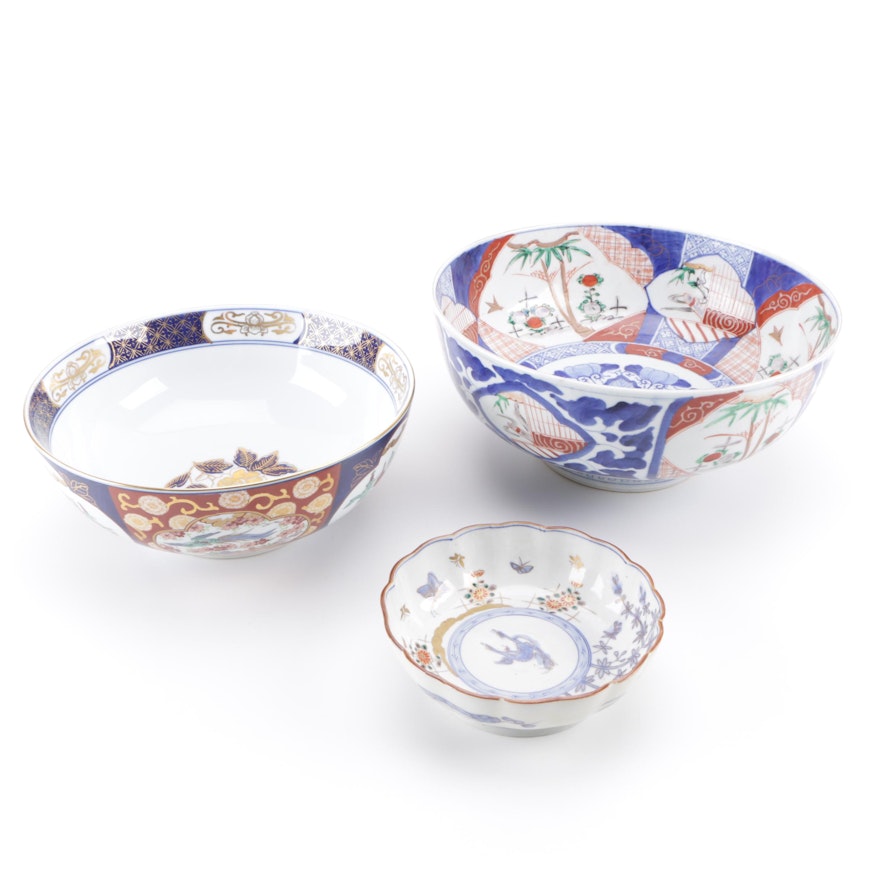 Collection of Three Hand-Painted Asian Serving Bowls