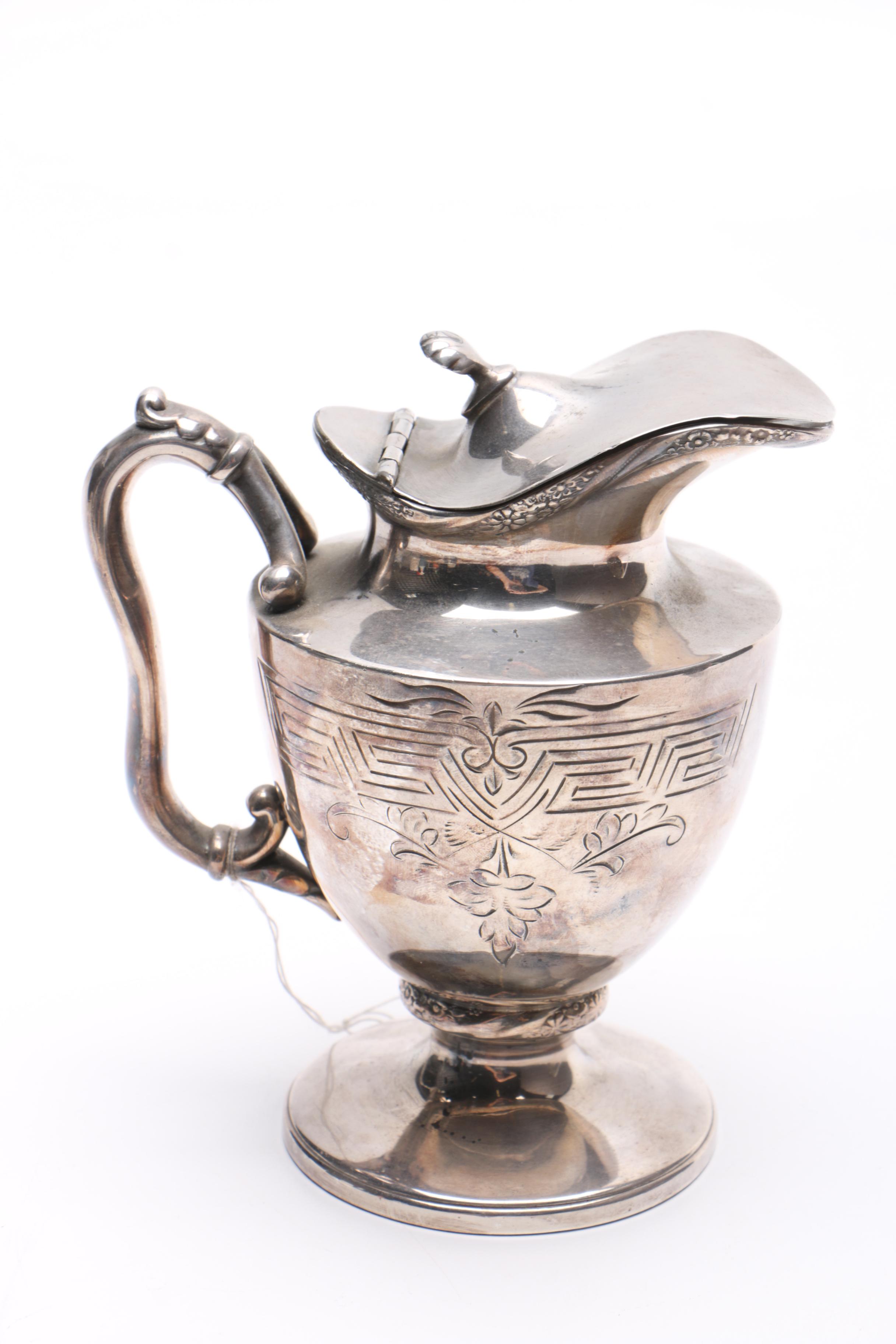 Silver Plated Pitcher and Silver Tone Trivet